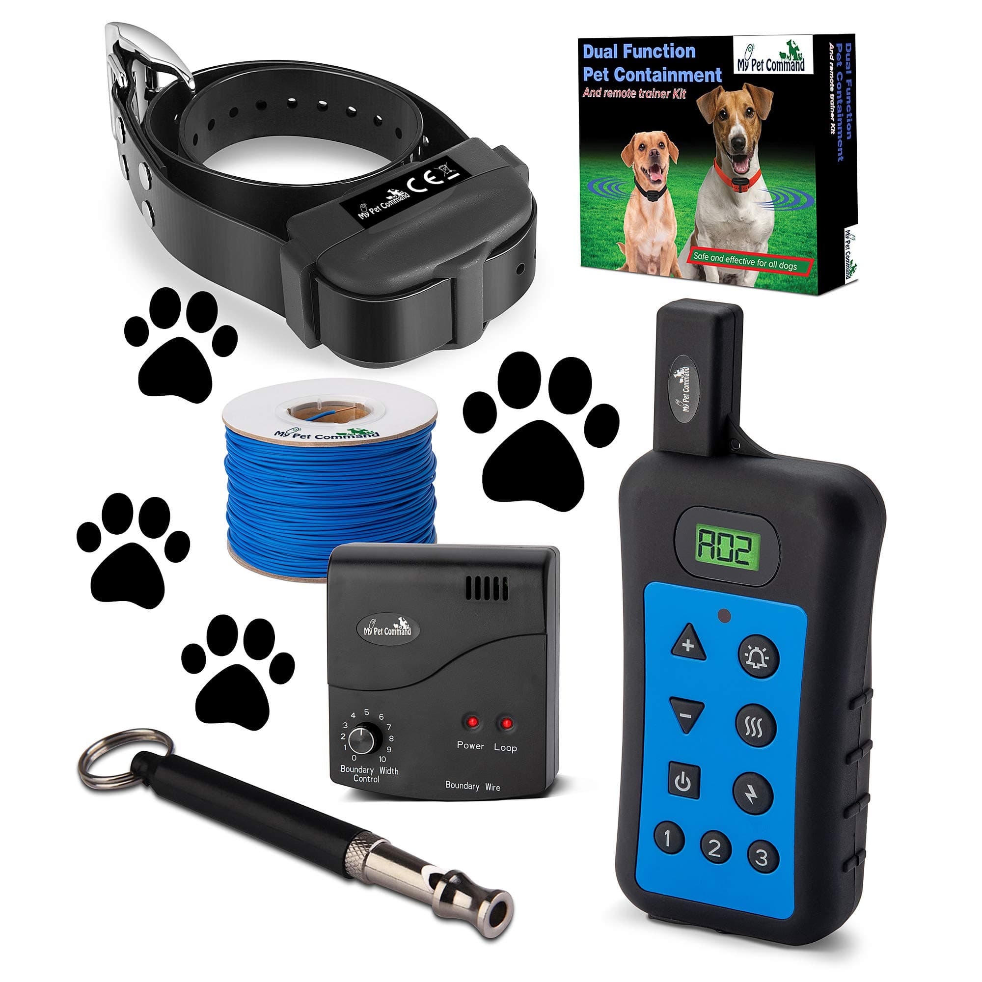 My Pet CommandWireless Underground Dog Fence System, Dual Function With Remote Dog Training Collar System Safe Pet Containment Waterproof Shock Collar Extra Thick Durable Polyolefin 13 AWG Wire Fence