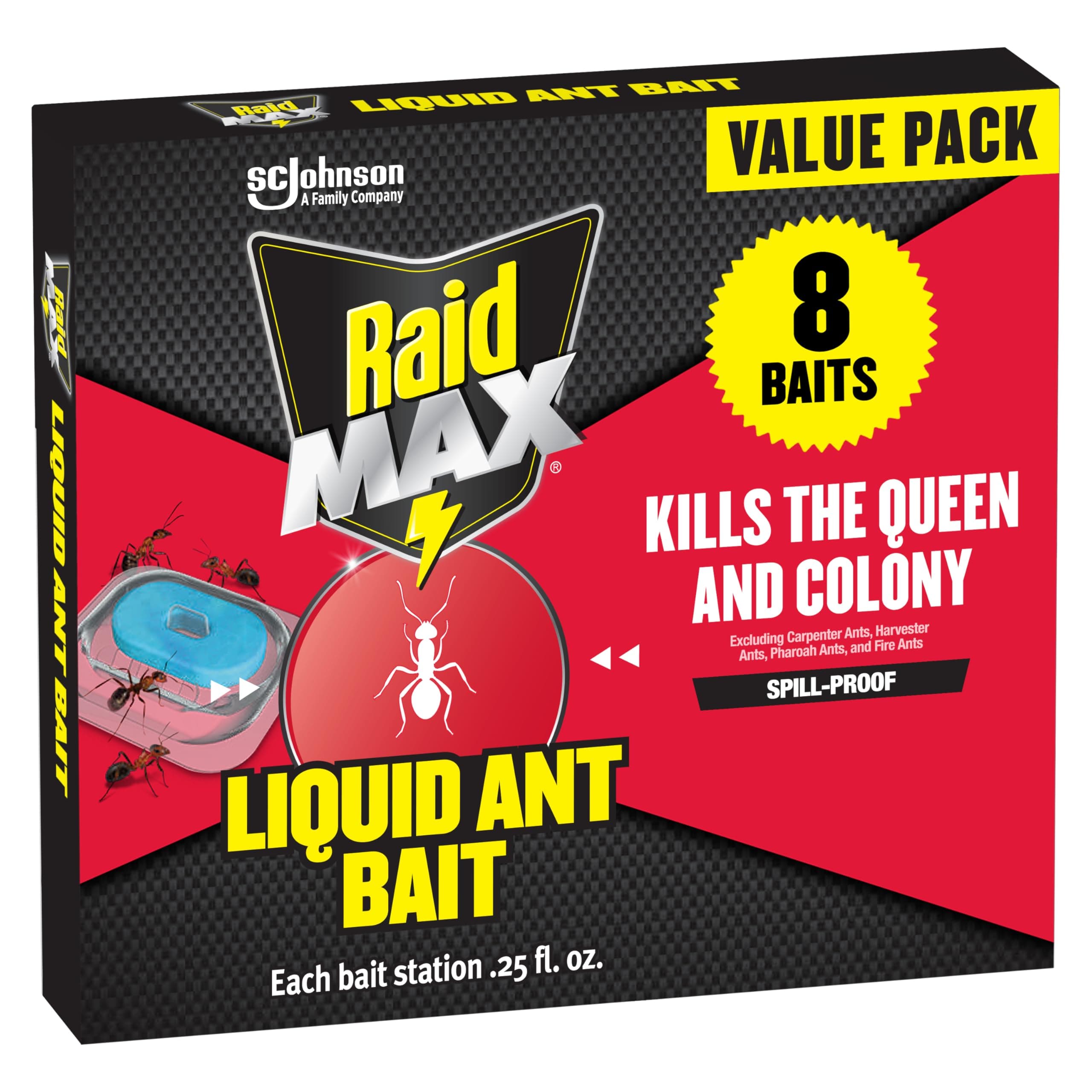 Max Liquid Ant Bait; Kills Ants where they breed, 8 Bait Stations