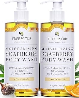 Tree to Tub Citrus Body Wash for Dry Skin & Sensitive Skin - pH Balanced Moisturizing Body Wash, Hydrating Sulfate Free Body Soap for Women & Men w/Organic Shea Butter, Aloe Vera, Natural Soapberry