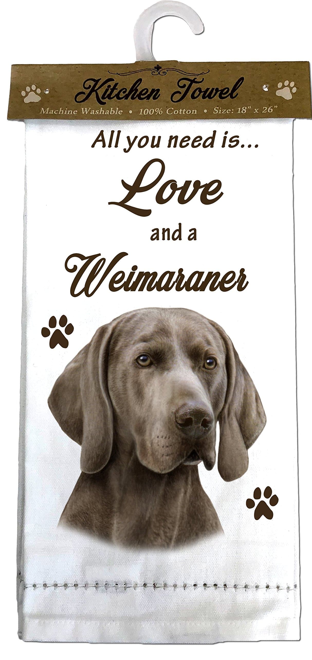 E&S Pets Weimaraner Kitchen Towels, Off-white