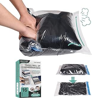 Cozy Essential Compression Bags for Travel - Travel Essentials - 16 Pack Space Saver Bags - No Vacuum Needed - Compression Packing Bags for Cruise Accessories