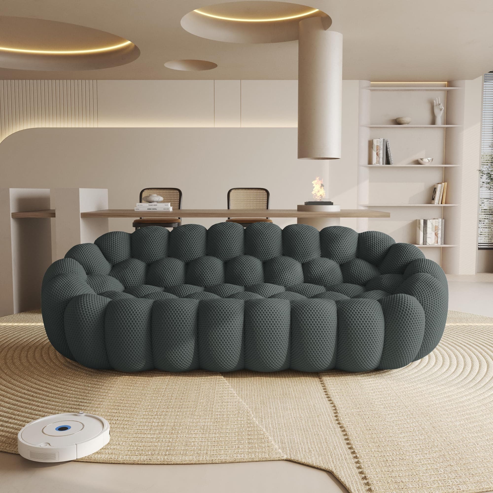 WJShome Bubble Sofa Couch,98'' Modern Curved Sofas for Living Room, 3 Seater Lazy Floor Sofa, Large Bean Bag Chair,Deep Seat Floor Sofas Chair Lounge for Office, Apartment(Dark Gray)