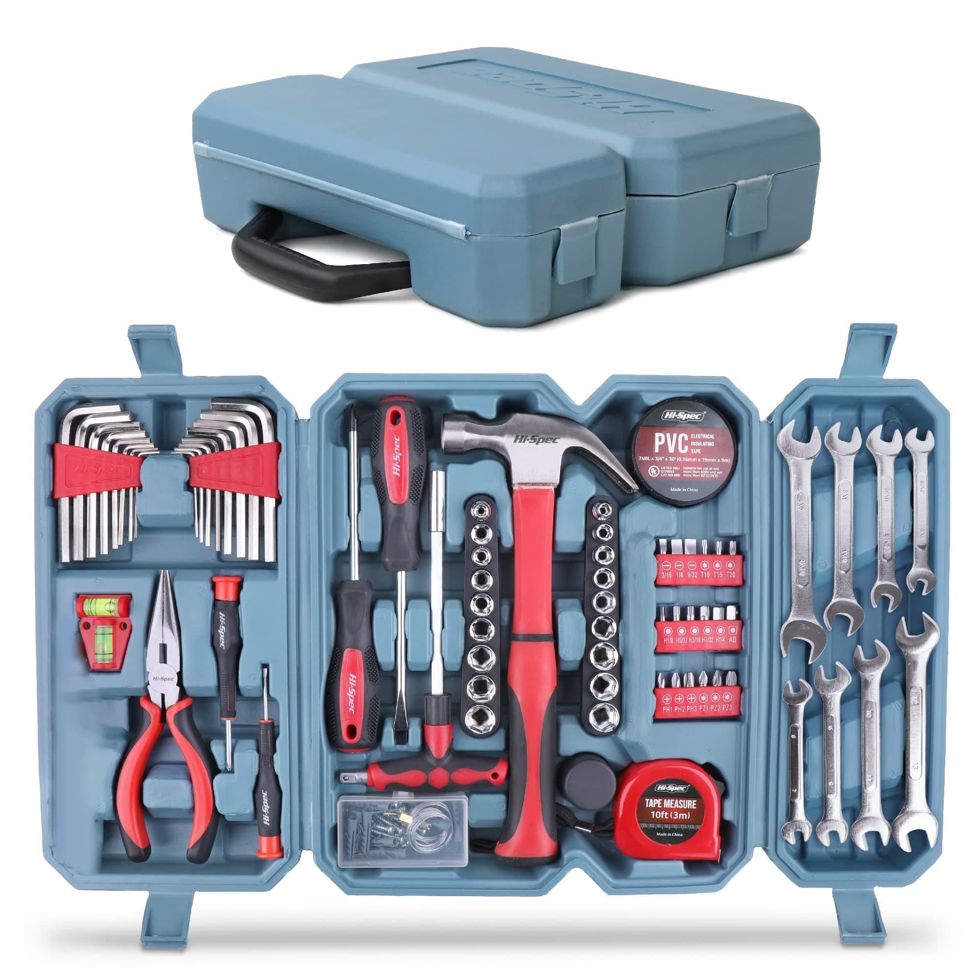 Hi-Spec 73pc Complete Household Tool Box – Essential Kit with Hand Tools for Mechanics, Home, Office Repairs, General Maintenance & DIY Projects