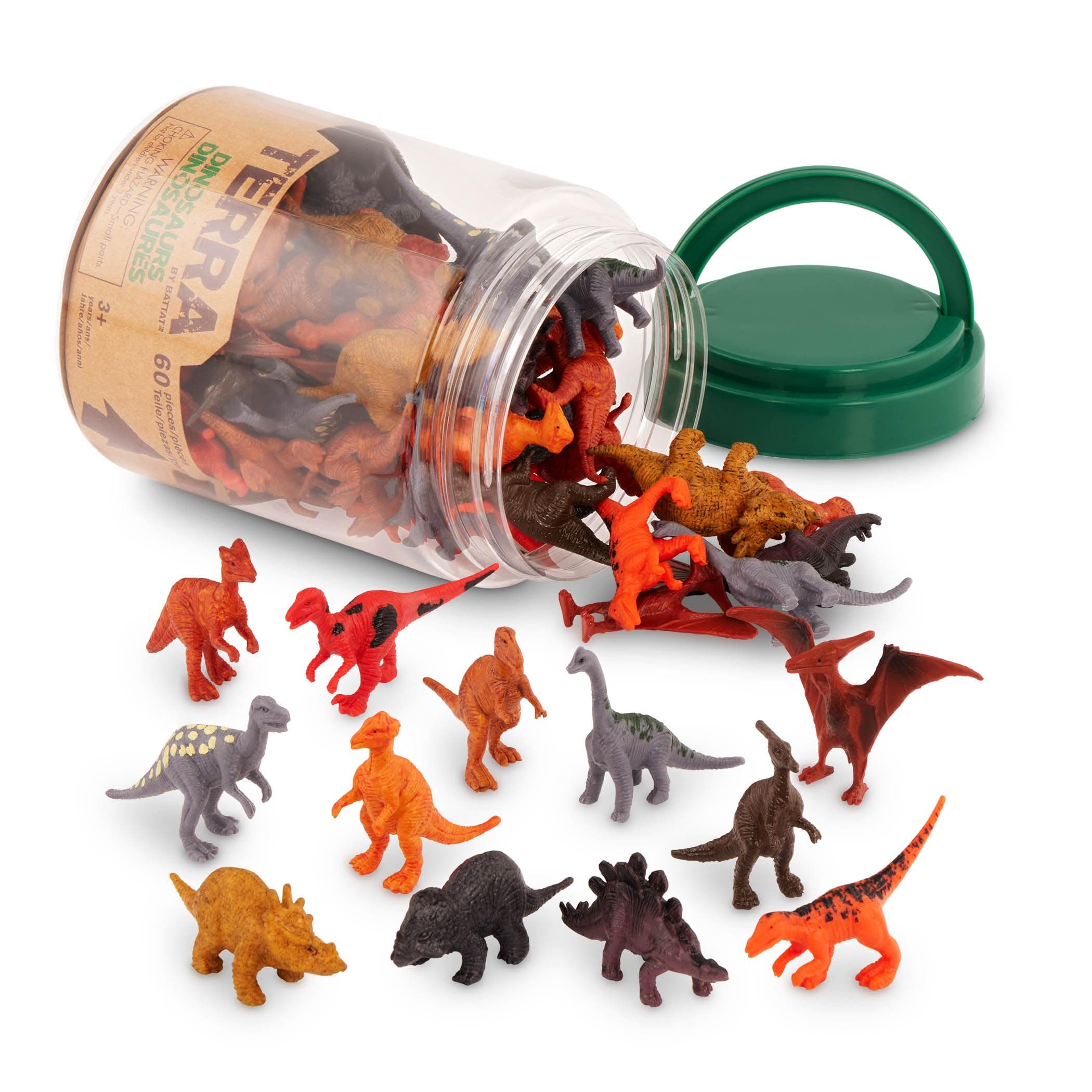 Terra by Battat – 60 Pieces Dinosaur Figures Assorted Mini Plastic Animals for Kids Birthday Party Supplies Decorations Educational Toy Playset 3+ Years