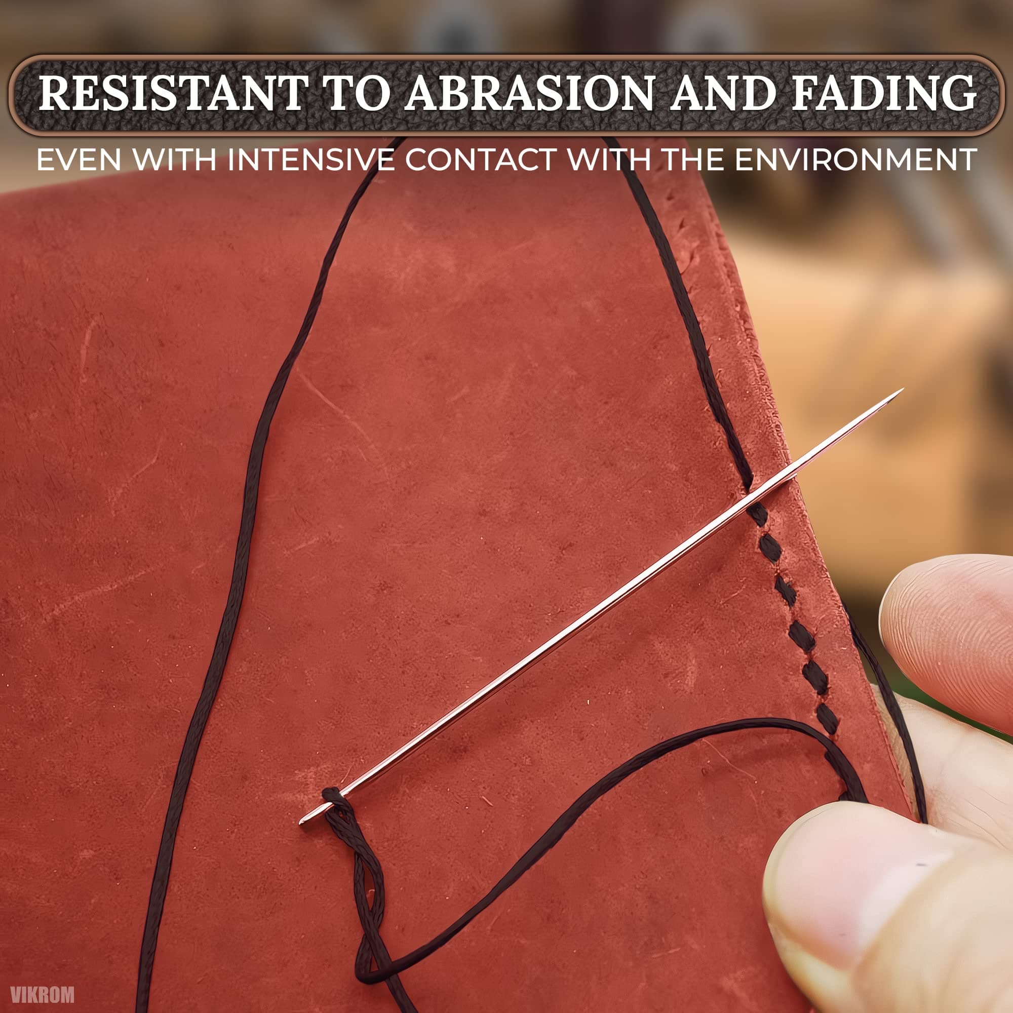 VIKROM Dow ILJILU 284yrd deep brown Leather Sewing Waxed Thread 150D 1mm Leather Hand Stitching 125g