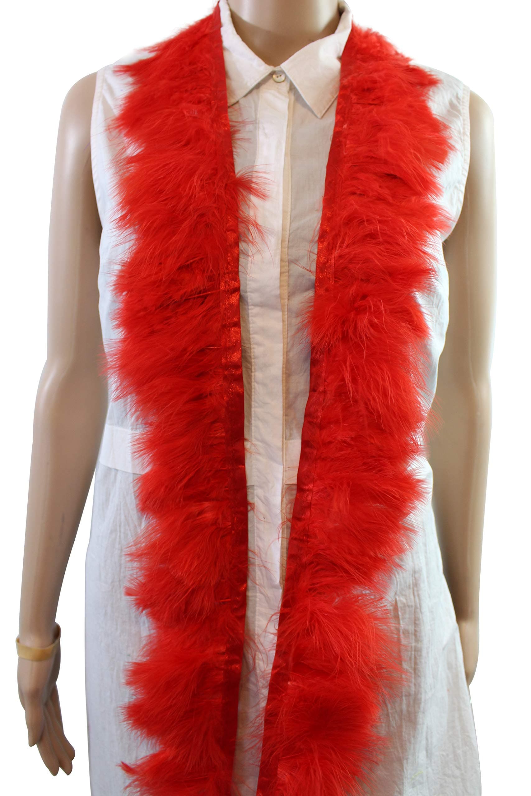 2 Yard lon, 3"-4" Height Marabou Turkey Fluff Feather Fringe Trim, Accessories， Decorative Material (red)