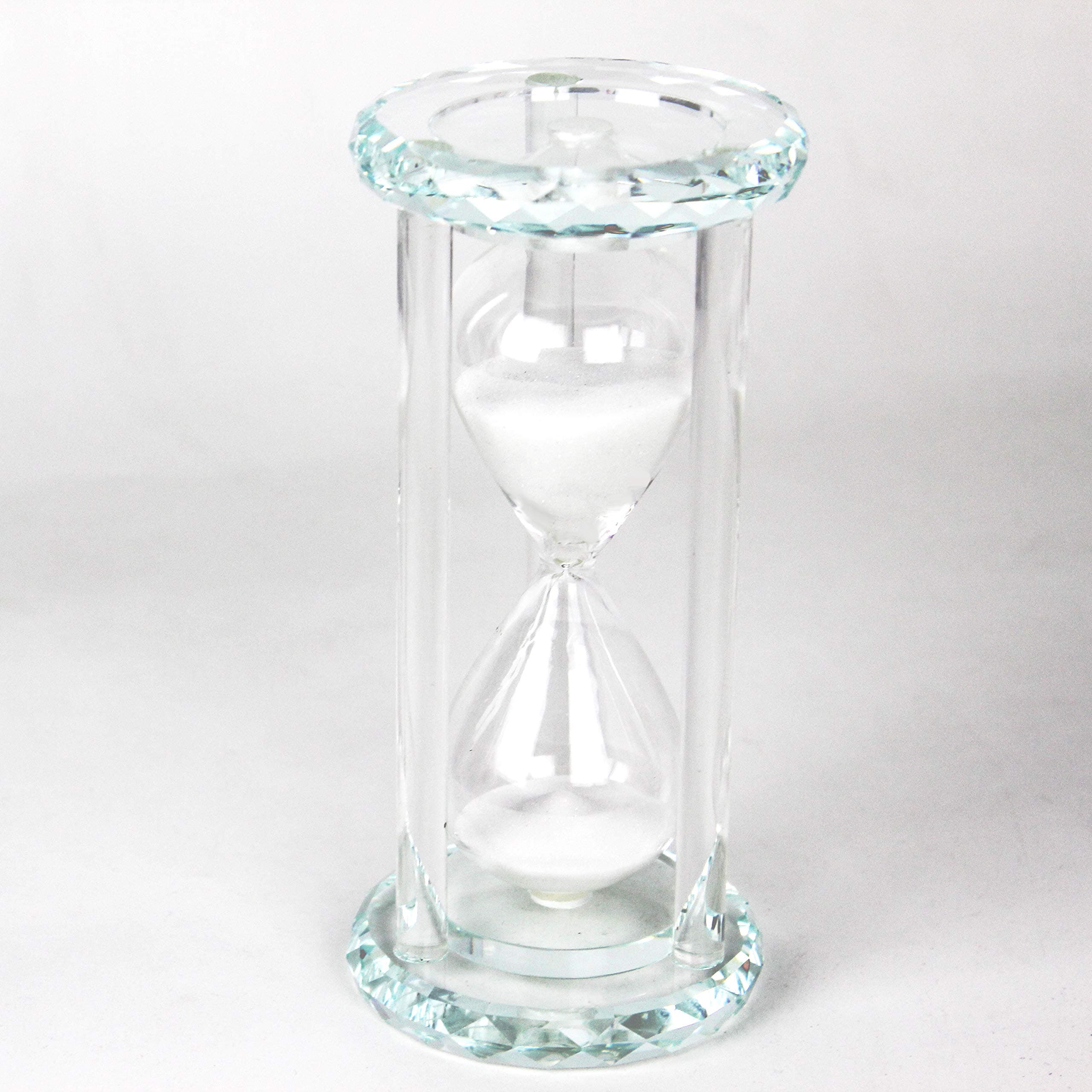 Lonovel 60 Minutes Hourglass Timer,Crystal Sand Timer Diamond Carving Surface,Hourglass for Kitchen Office Desk Coffee Table Book Shelf Cabinet Home Decor Birthday Gift Box Package,2 Color(Pure White)