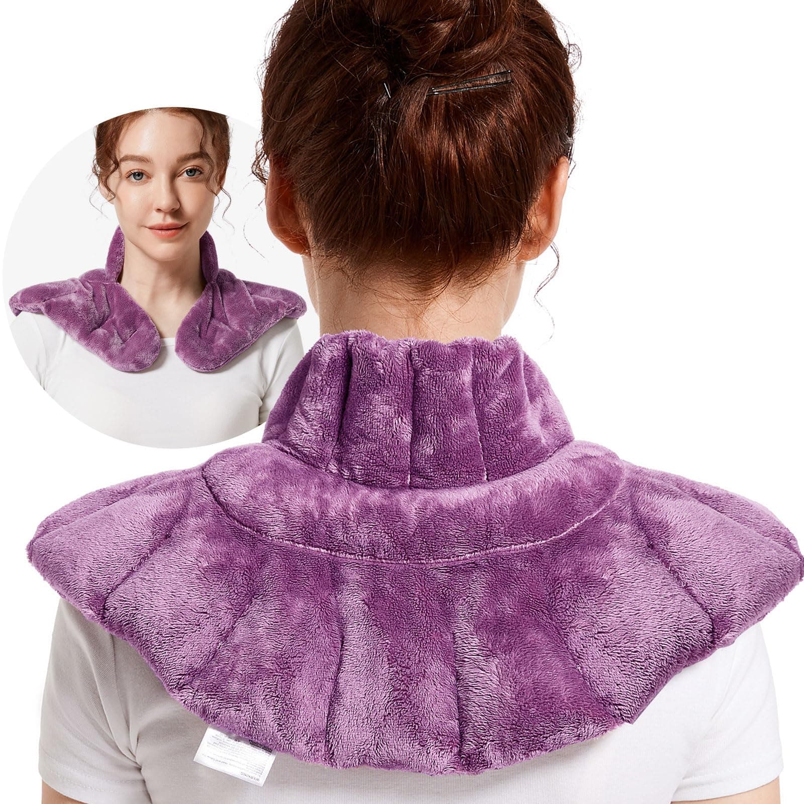 RelaxCoo Microwavable Heating Pad for Neck, Shoulders, and Back - Weighted Neck Warmer with Moist Heat, Purple, Lavender Scented