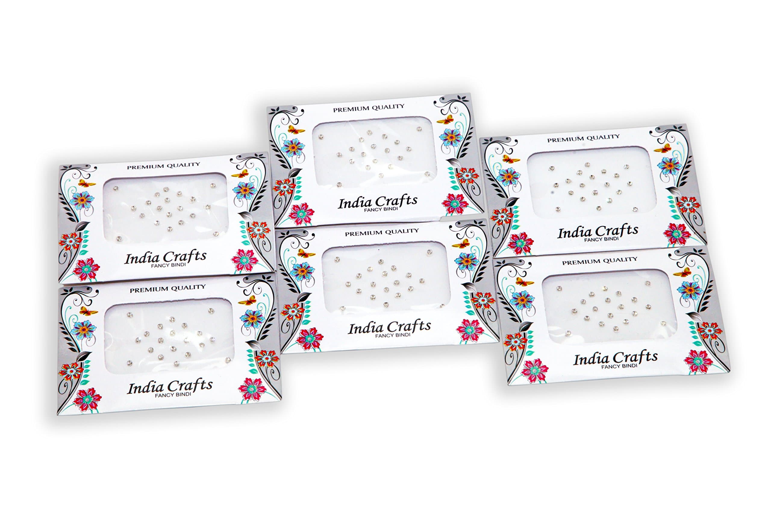 6 Packs - 1 mm- 120 Silver Dots Diamond Crystal Bindi/Fake Nose Stud