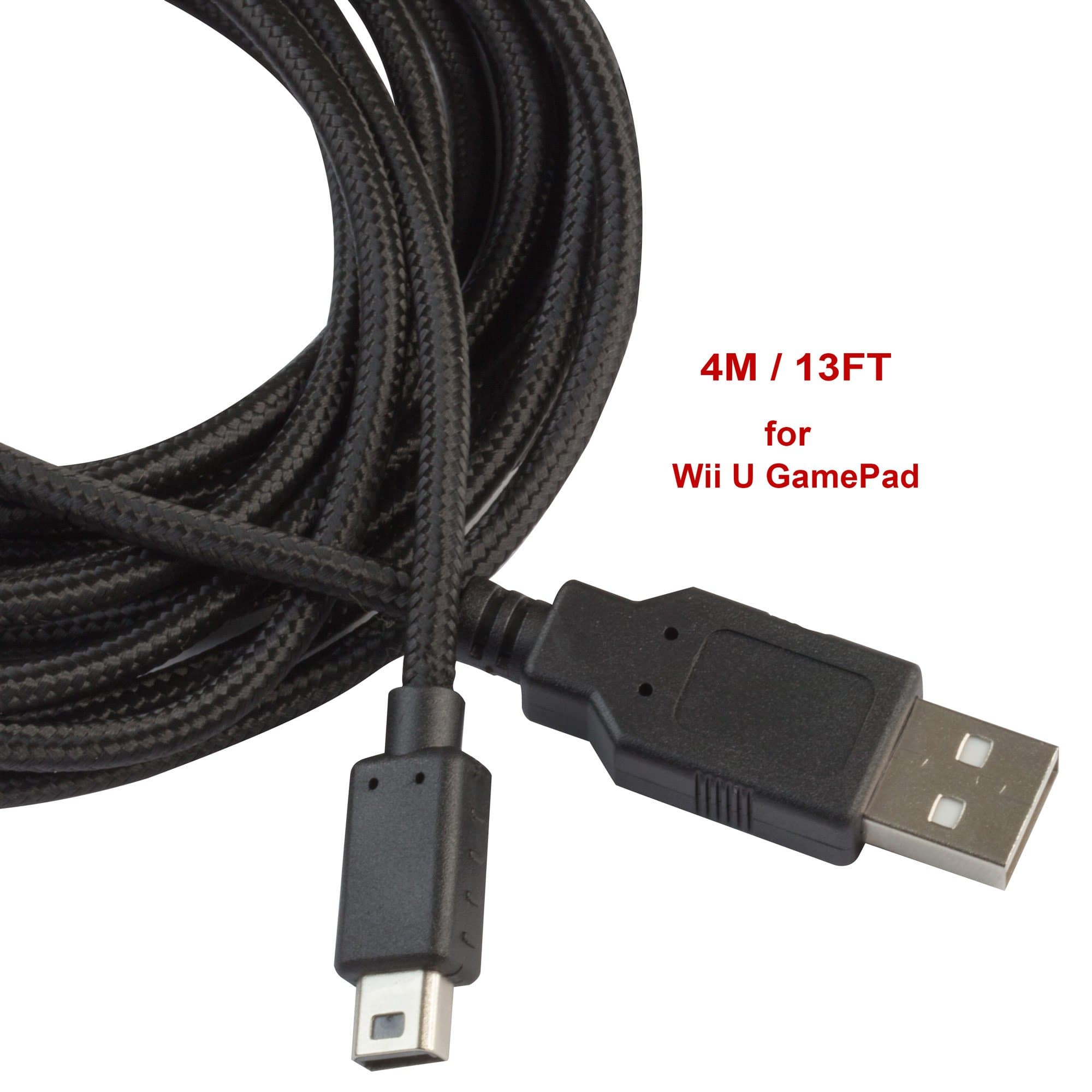 BRENDO 13'/4M Wii U GamePad Charging Cable (Extra long and Braided)
