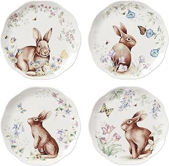 Lenox 7903001 Butterfly Meadow Bunny 4-Piece Accent Plate Set, Porcelain, Multicolor