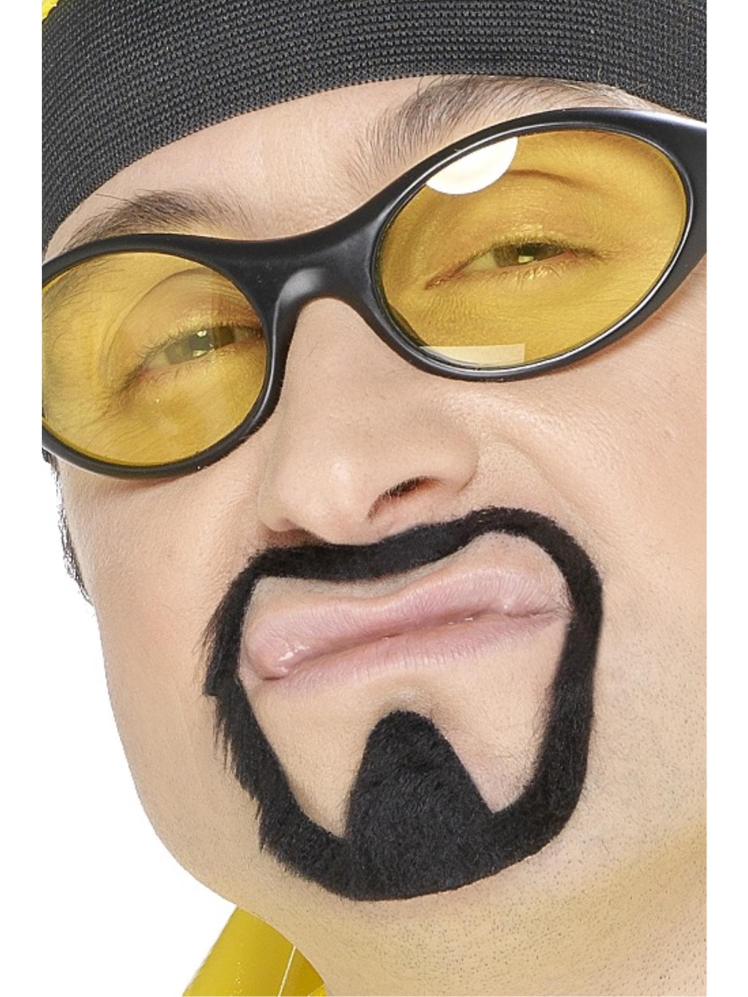 Smiffys Herb Warrior Tash & Goatee Beard Set, Black Self Adhesive, Icons & Idols Fancy Dress, Heros Dress Up Cosmetics & Disguises Halloween