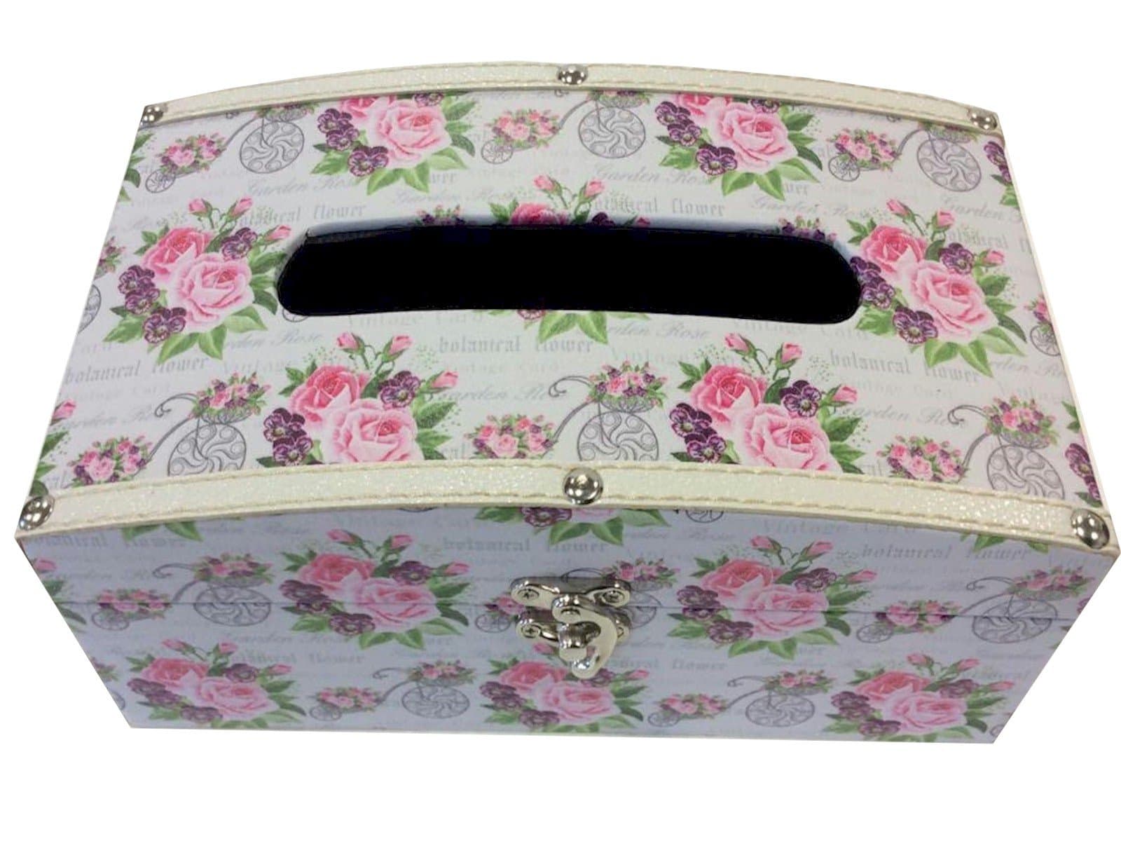 Vintage Rose Wooden Tissue Box