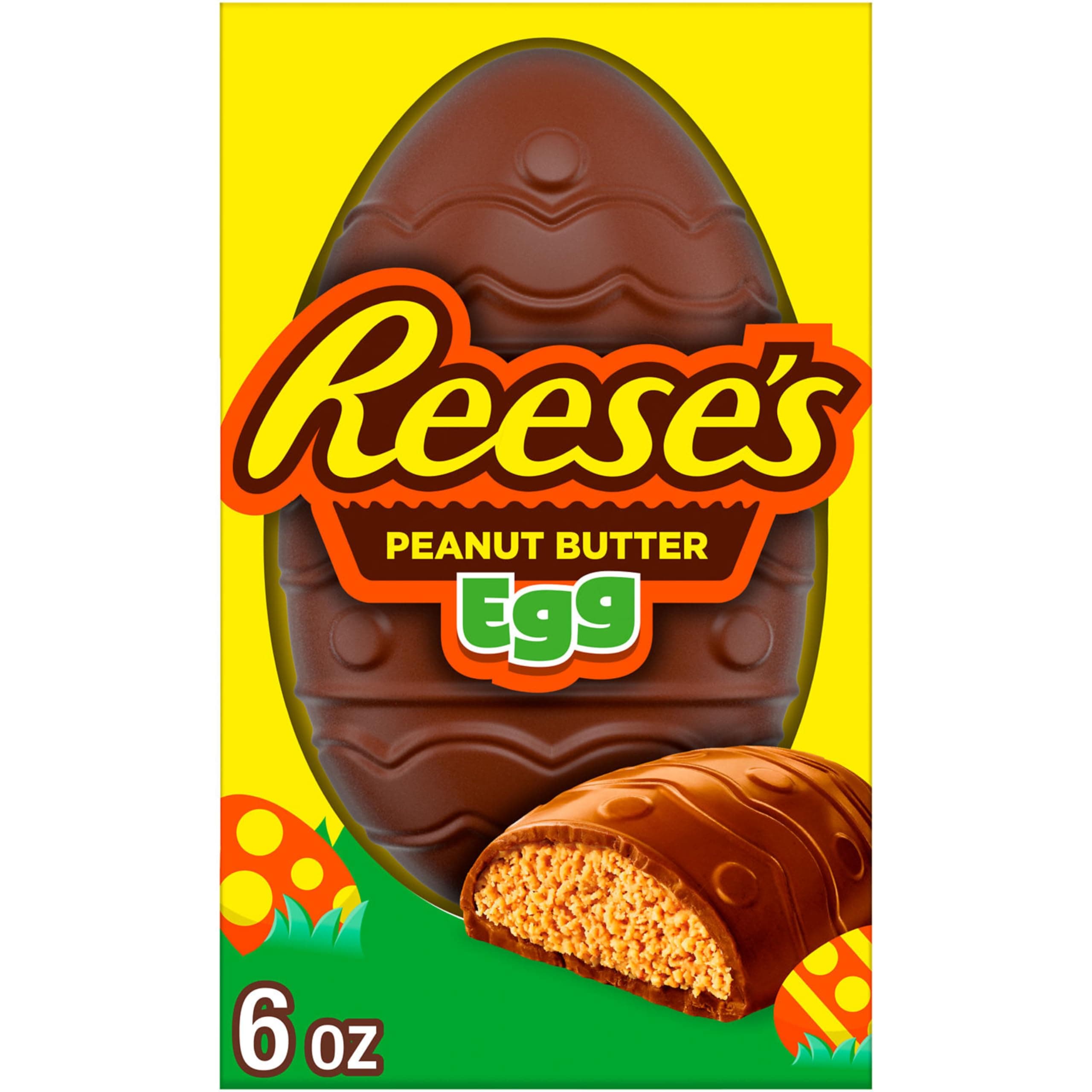 REESE'S Milk Chocolate Peanut Butter Egg, Easter Basket Easter Candy Gift Box, 6 oz
