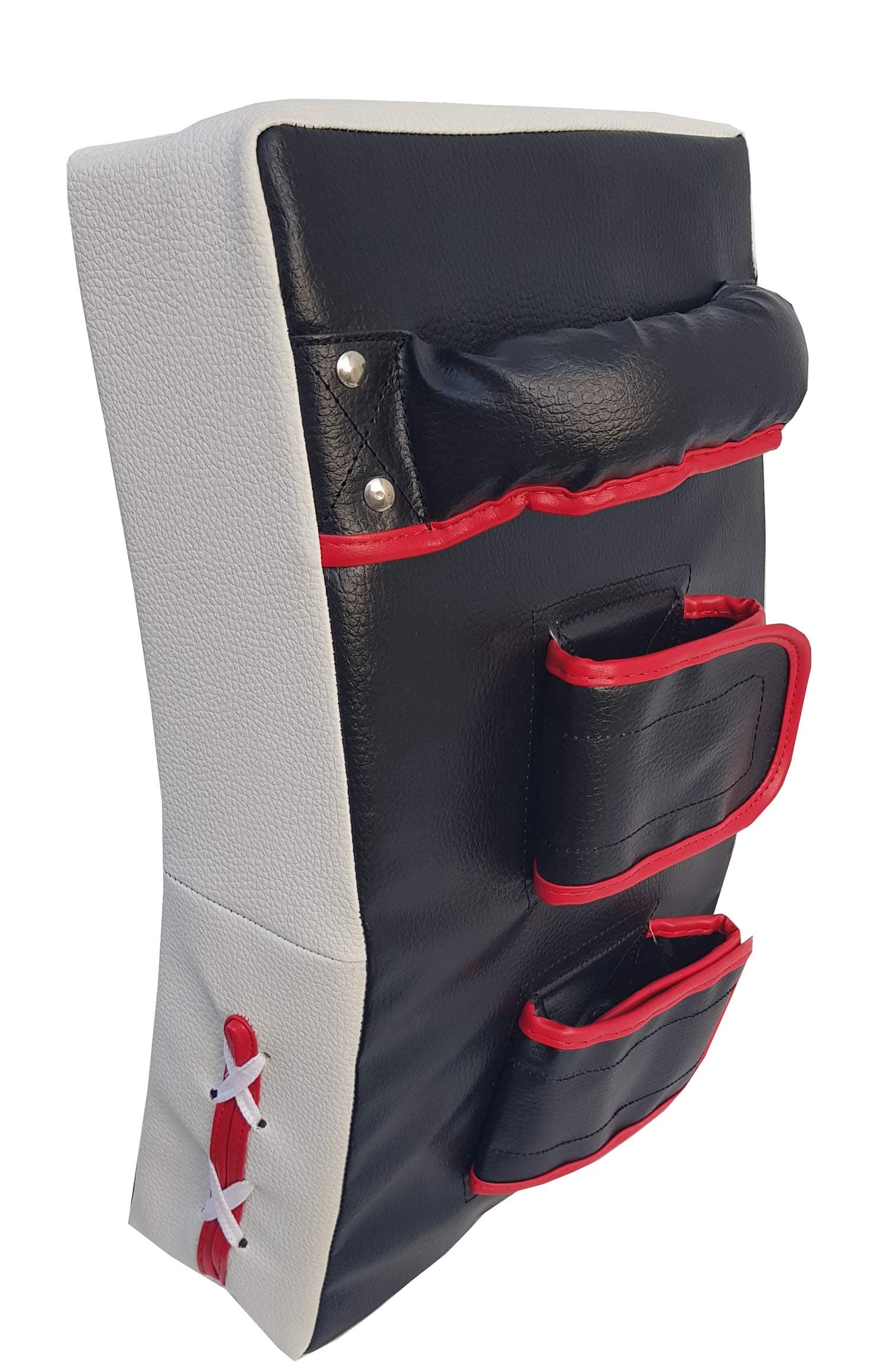 IWIN Rex Leather Black MMA Thai Kick Pad Single Piece (White)