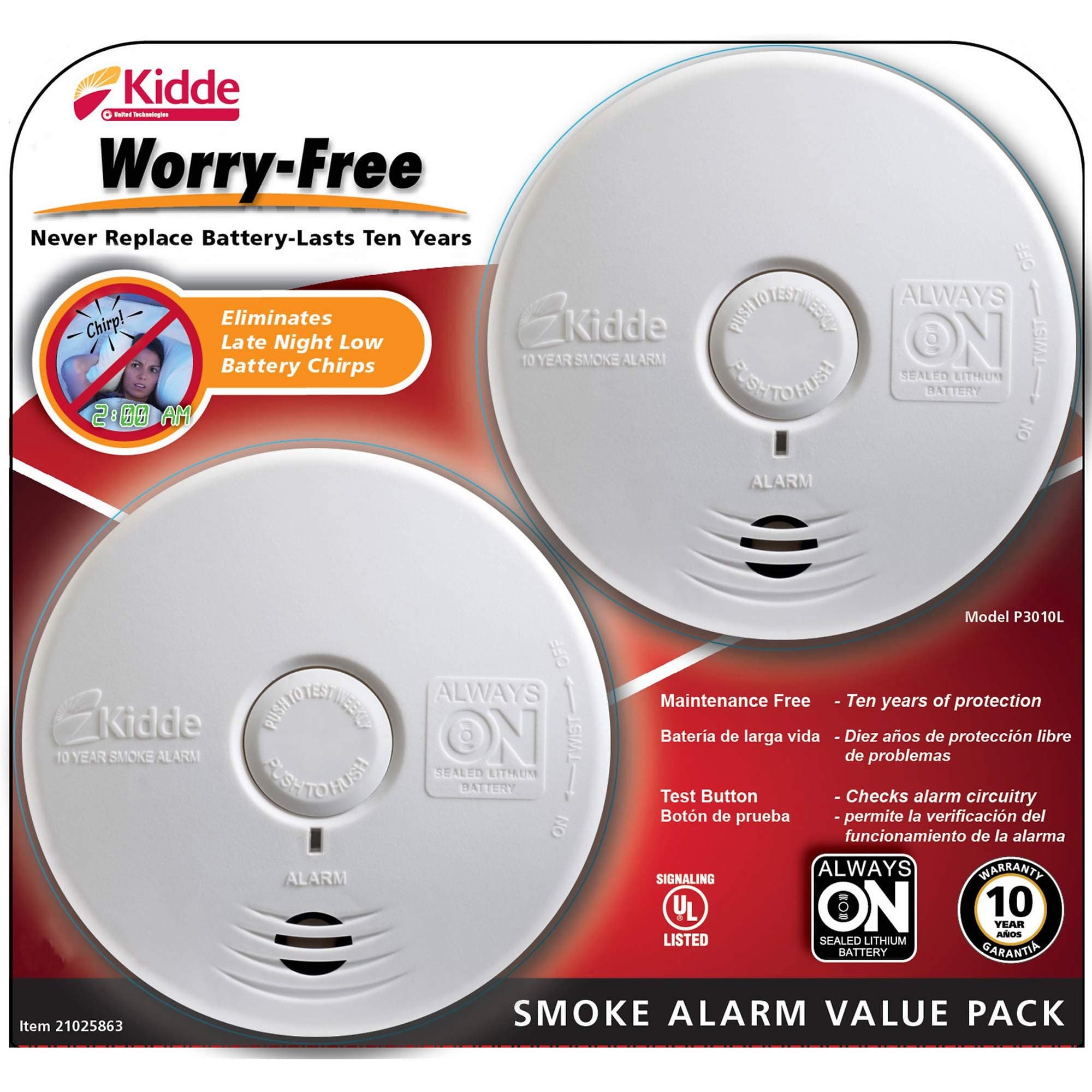 Worry-Free Smoke Alarm, 2 pk.