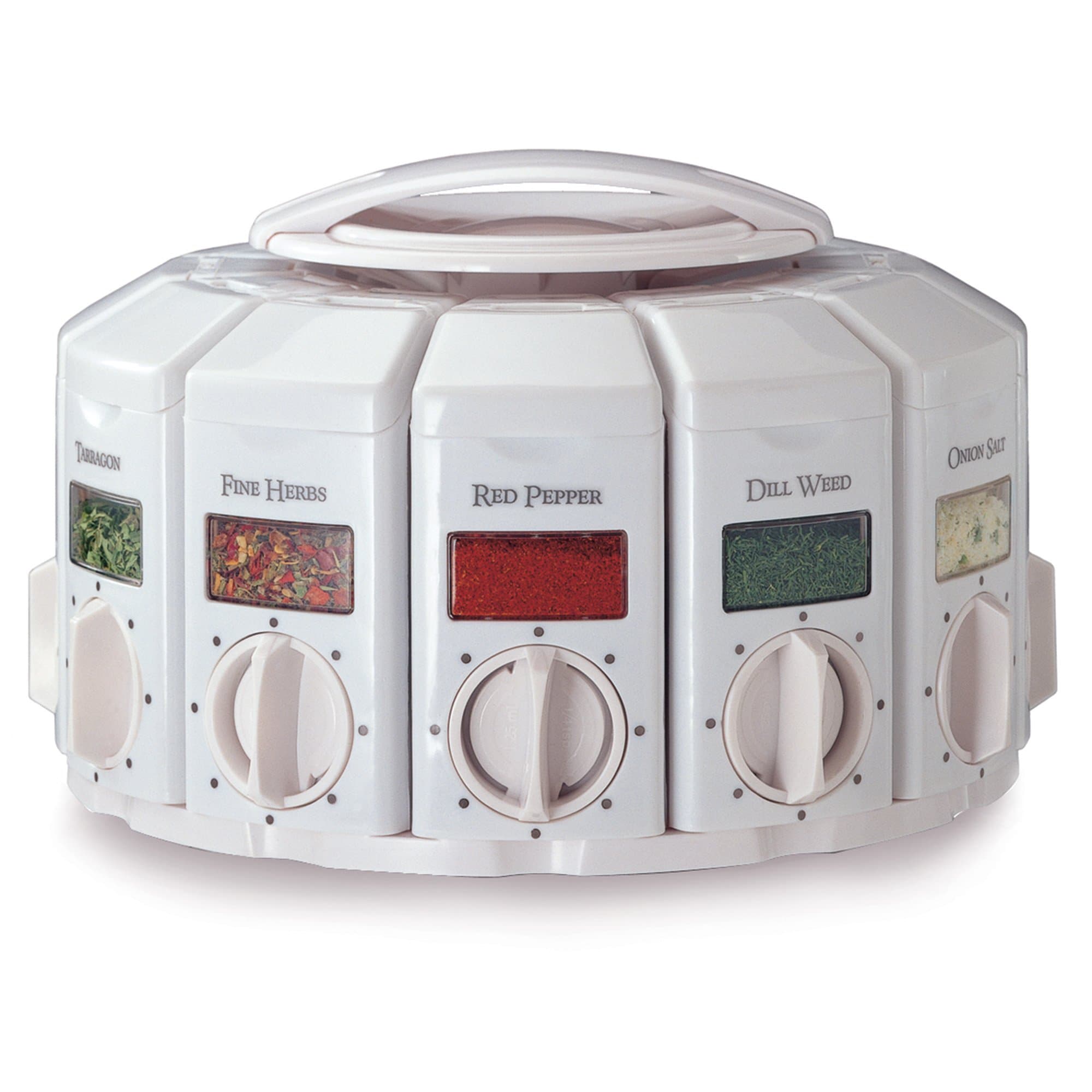 KitchenArt Select-A-Spice Plastic Auto-Measure Carousel Professional Series, White