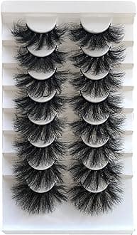 Gmagictobo False Eyelashes 20MM Fluffy Lashes Dramatic 3D Faux Mink Lashes Wispy Eyelashes Long Thick Volume 8 Pairs Soft Handmade Strip Eye Lashes Pack