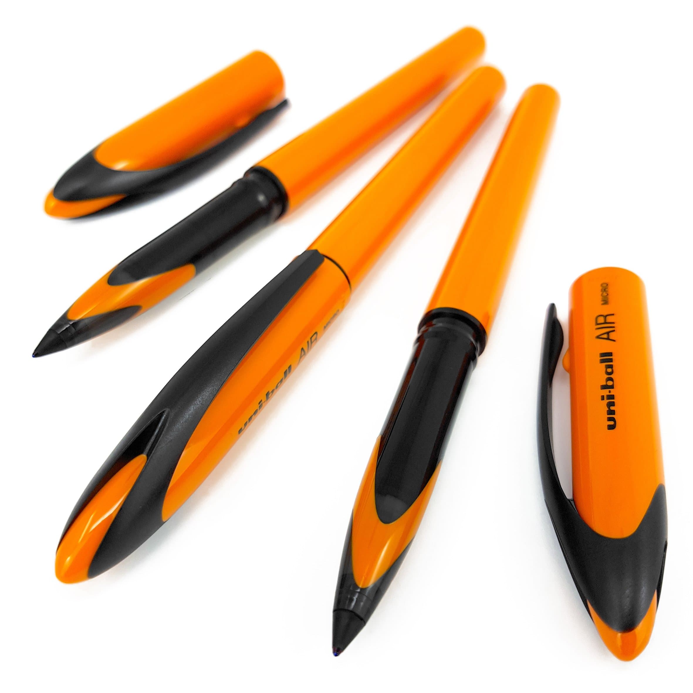 Uni-Ball AIR Micro - 0.5mm Fine Rollerball - Blue Ink - Orange Barrel - 6 Pack