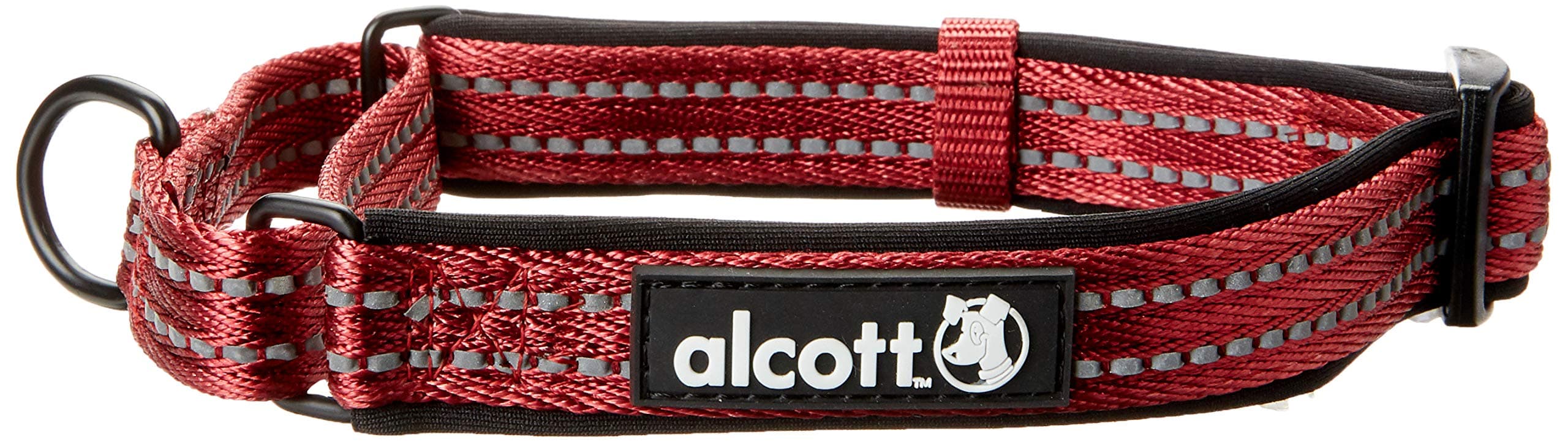 alcott Martingale Collar with Reflective Stitching & Neoprene Padding, Medium, Red,MCLR ES MD RD