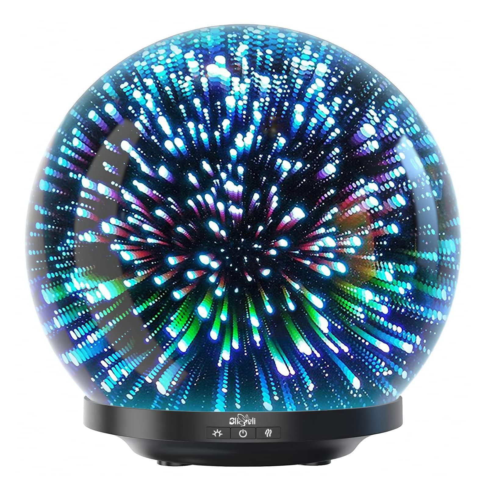 Bligli Essential Oil Diffuser, Unique Designed 3D Glass Aromatherapy Oil Diffuser with Cool Mist, Waterless Auto Shut-Off Humidifier for Home Office (200ML, Bright Galaxy)