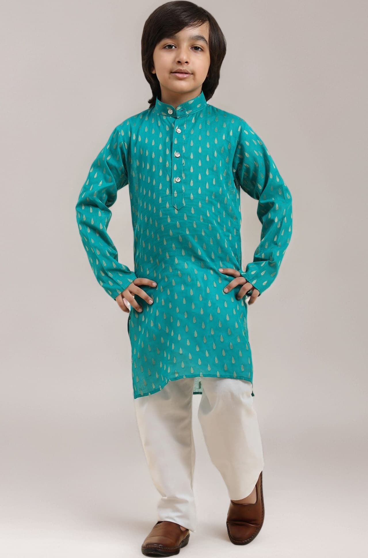 Pro-Ethic Style Developer Boy's Cotton Printed Kurta Pajama For Kid'S s Traditional Dress Kurta Pajama Set