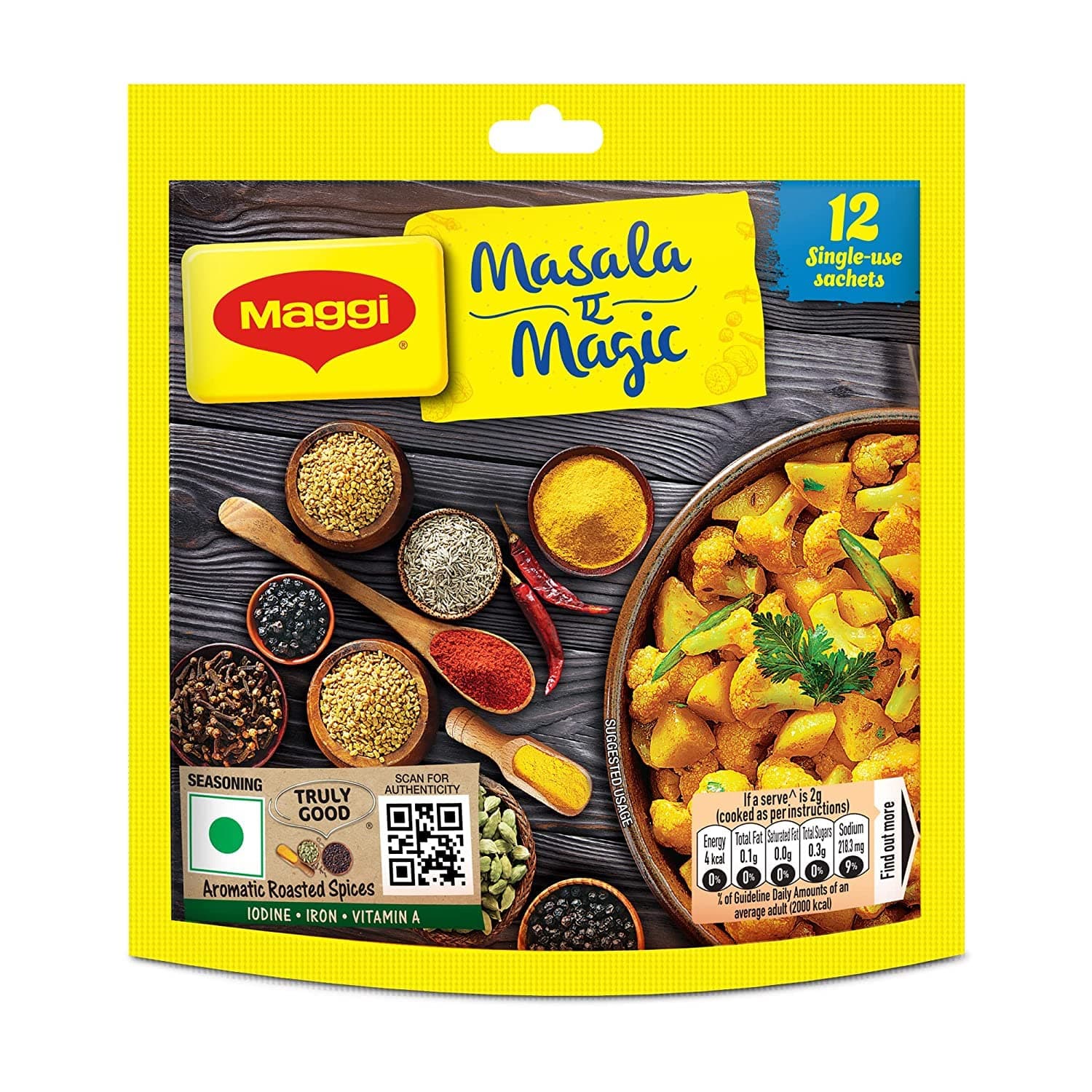 Maggi 72 Sachet Masala A Magic The First Ever Fortified Taste Enhancer Taste Of Indian Food Seasonings 6G X 72 = 432 Grams (Pack Of 72 Sachets)