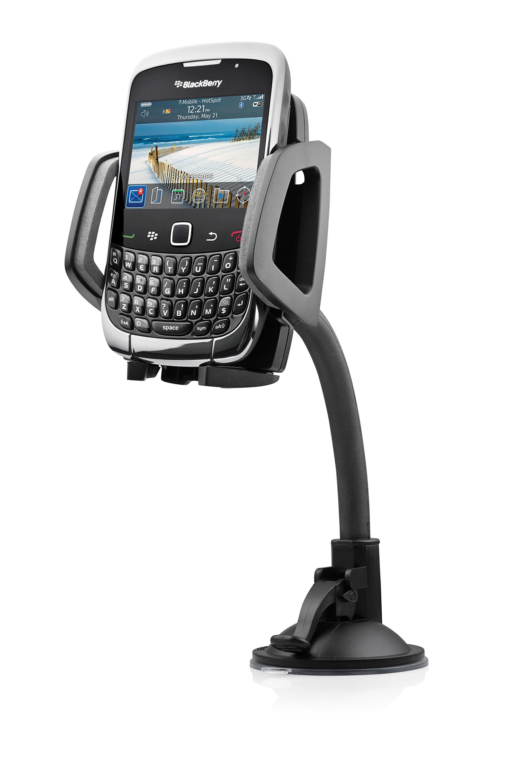 CAPDASE Racer Universal Windscreen Mount Cradle with Gooseneck Adjustable Arm for Smartphone-Black,Single Arm