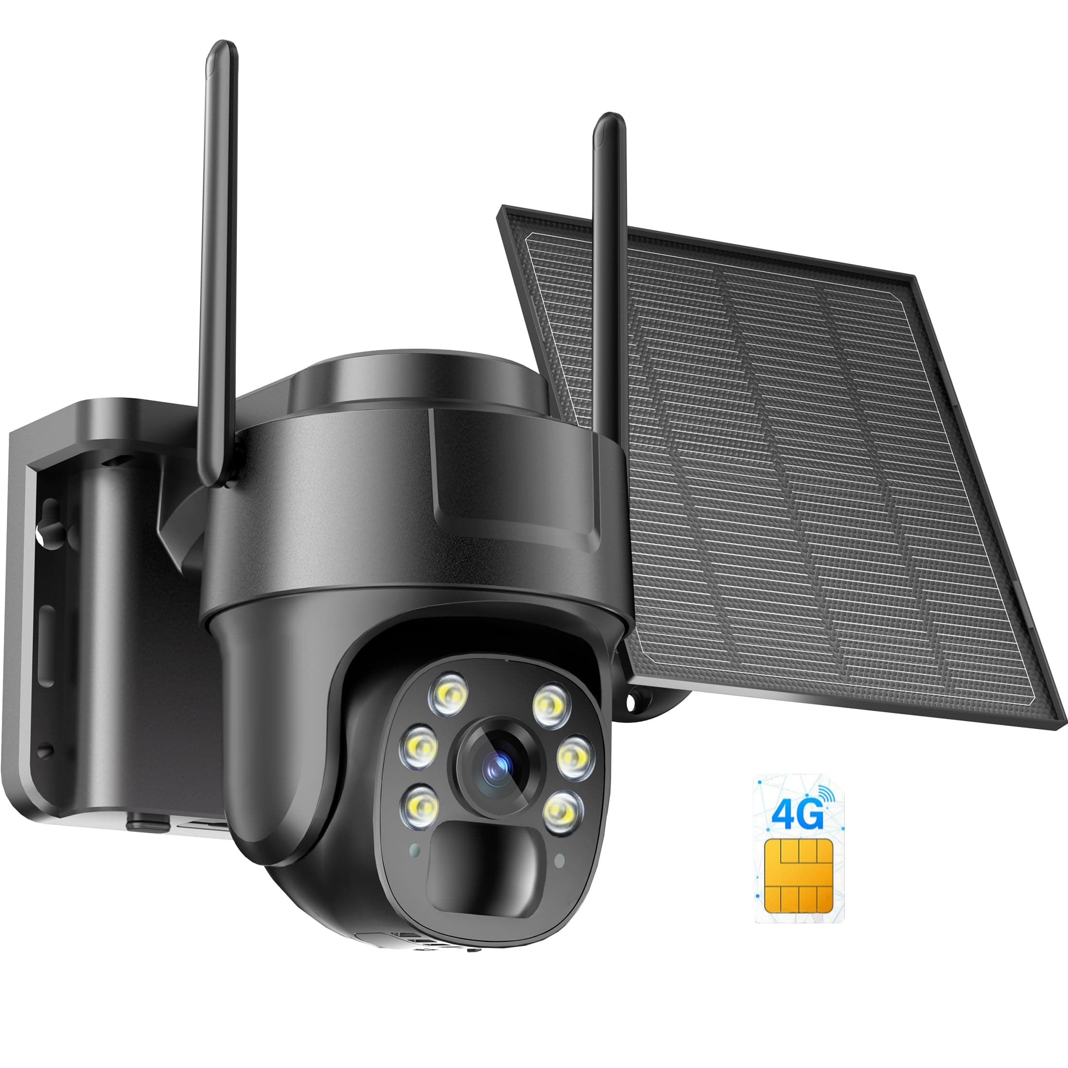 4G LTE Cellular Security Cameras Wireless Outdoor, No WiFi Security Camera Solar Powered, 2K HD Cam Color Night Vision, Surveillance Camera Outside with PIR Motion Sensor, 355° Live View, 2 Way Audio