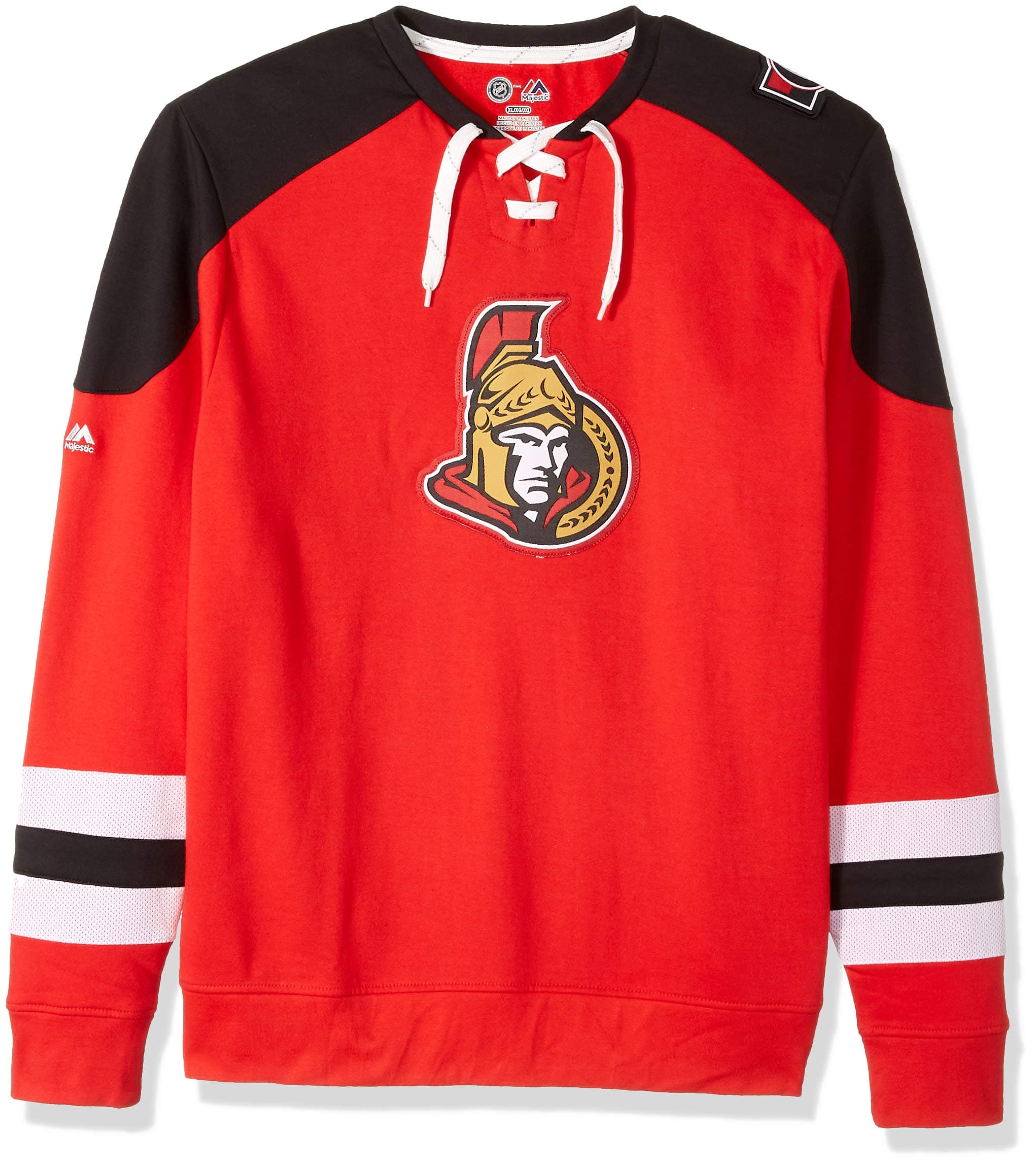 NHL Ottawa Senators Men's Centre Long Sleeve Crew Neck Pullover Sweatshirt, Medium, Red/Black/White