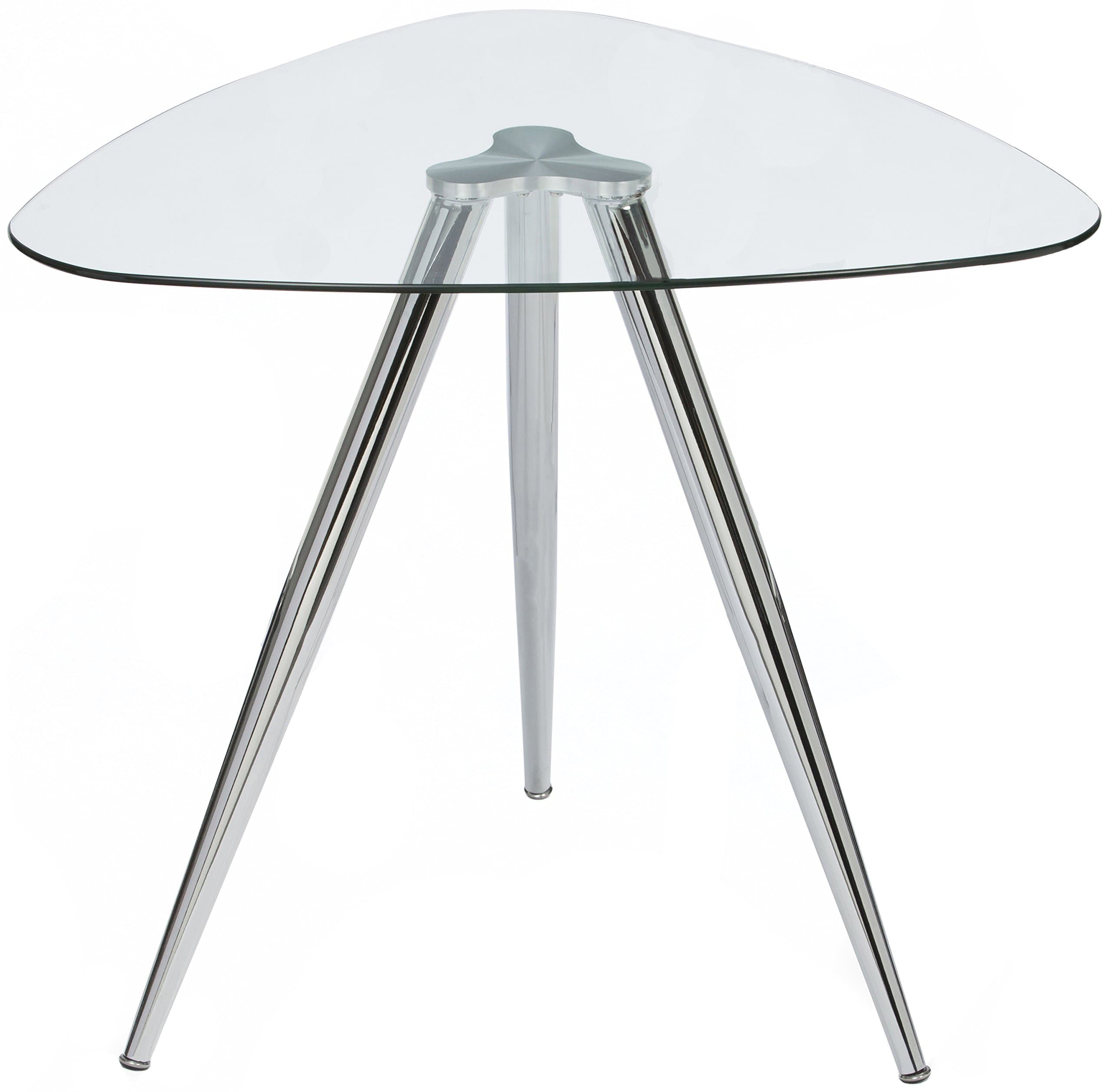 Lisbon 3-Sided Bistro Table, Tempered Glass Triangle Top - Modern Pub Table for Dining Room and Kitchen (Chrome)