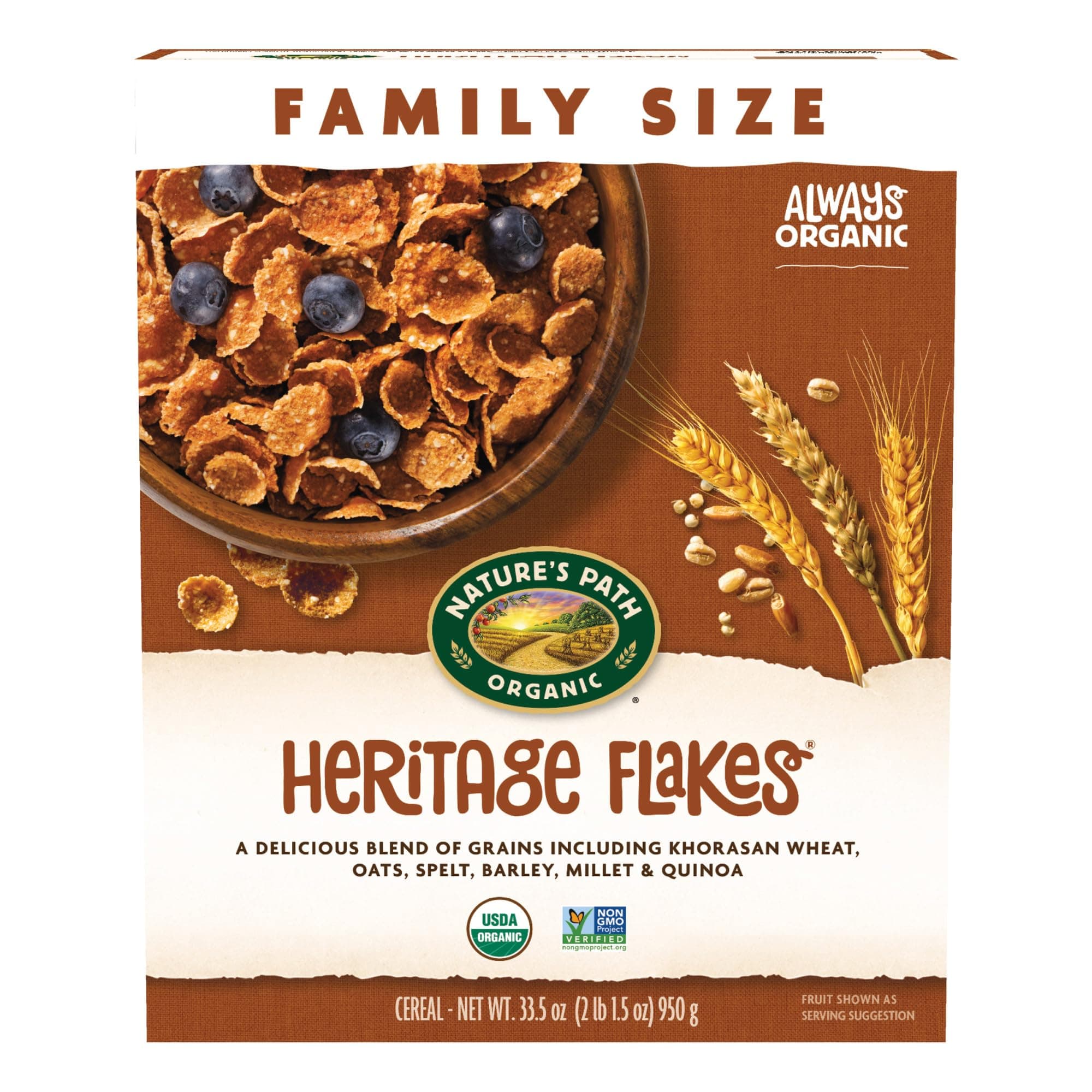 Organic Heritage Flakes® Cereal, 33.5 oz (Pack of 1), Ancient Grains, 23g Whole Grains, Non-GMO