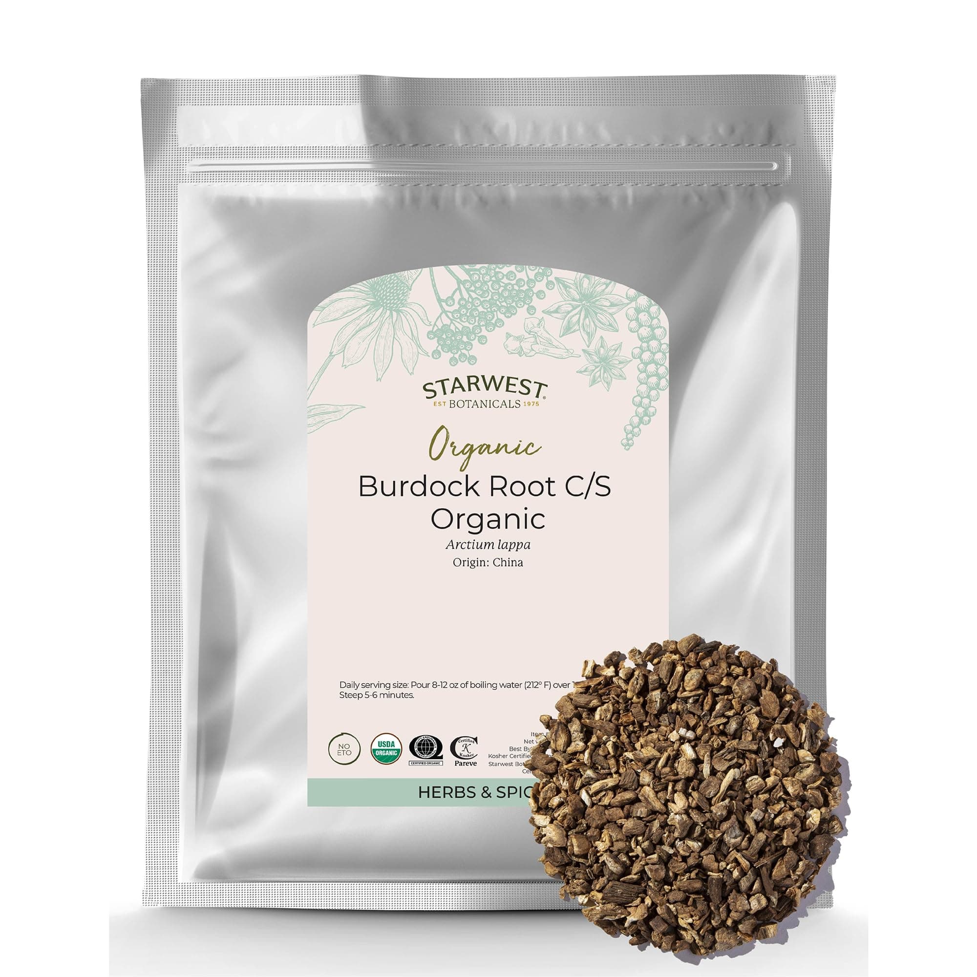 Starwest Botanicals Bulk Burdock Root C/S Organic 1 Lb.