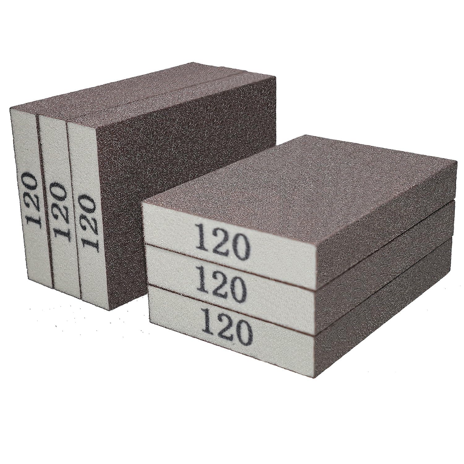 6 Pack 120 Grit Hand Sanding Block, Washable and Reusable Sanding Sponge Great for Pot Brush Pan Brush Sponge Brush Glasses Sanding Wood Sanding Metal Sanding (120 Grit)