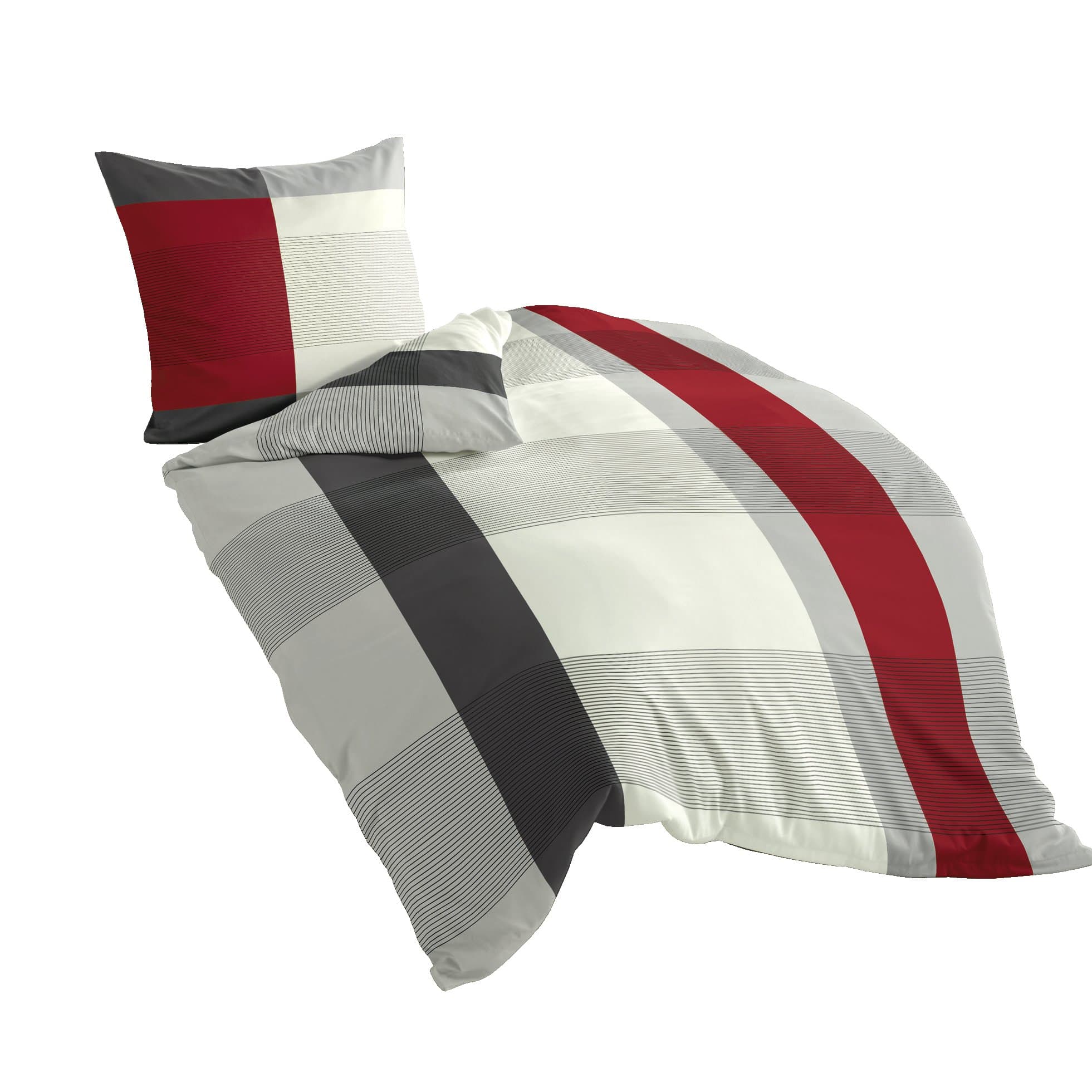 Bierbaum 4643_14 Maco Satin Bedding Design 155 x 220 cm and 80 x80 cm Grey