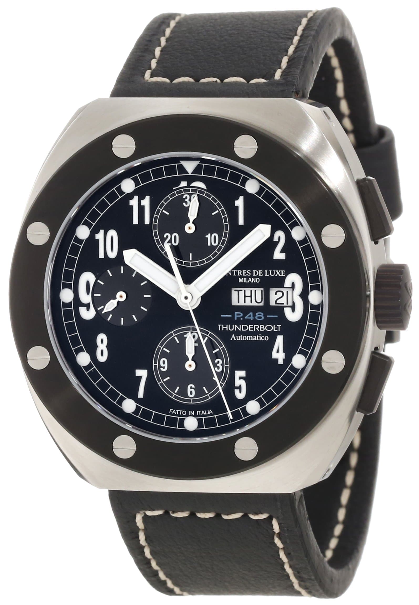 Men's TH7004 Thunderbolt Automatic Chronograph Black Dial Watch