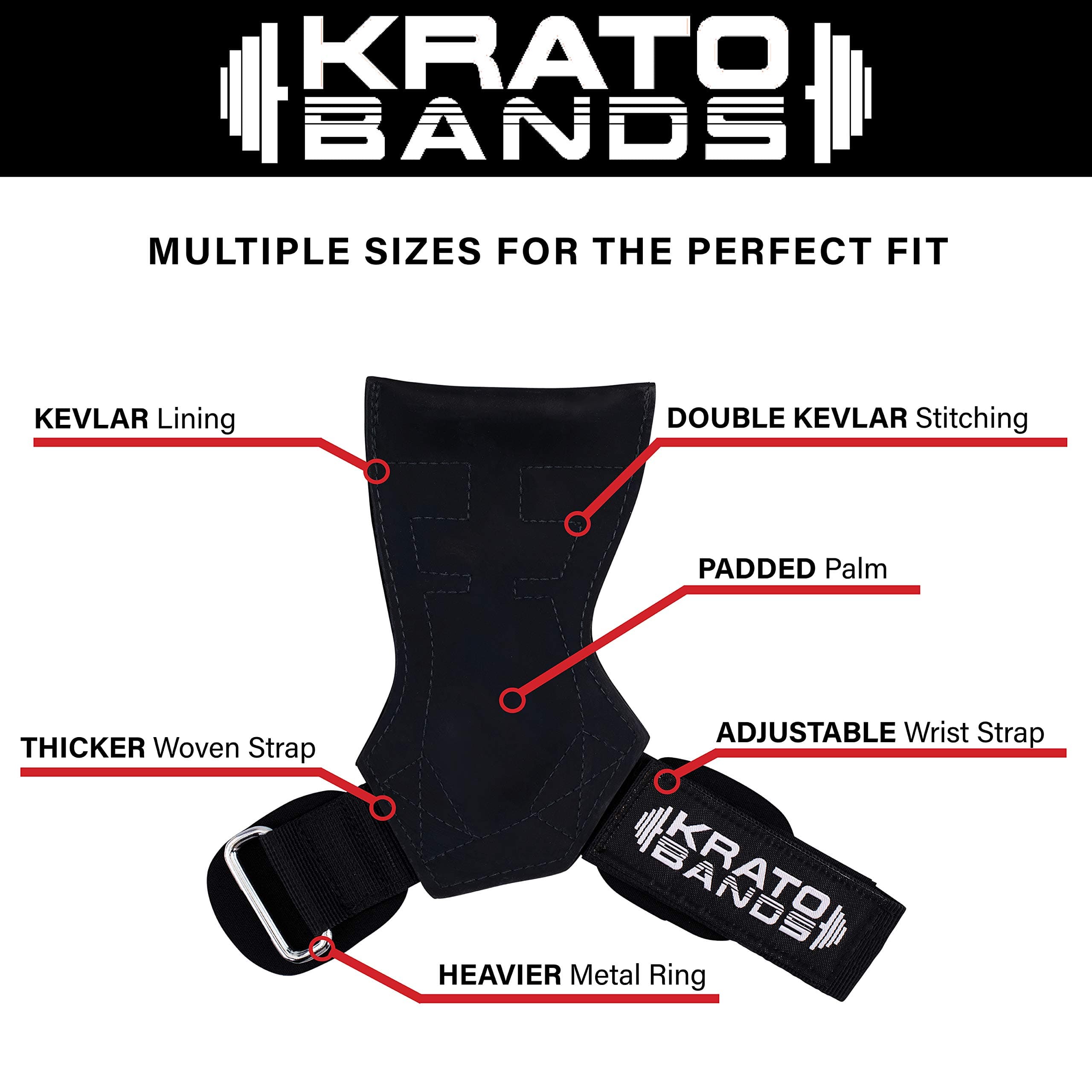 Krato Kevlar Lined Versatile Lifting Straps | Grips Bands
