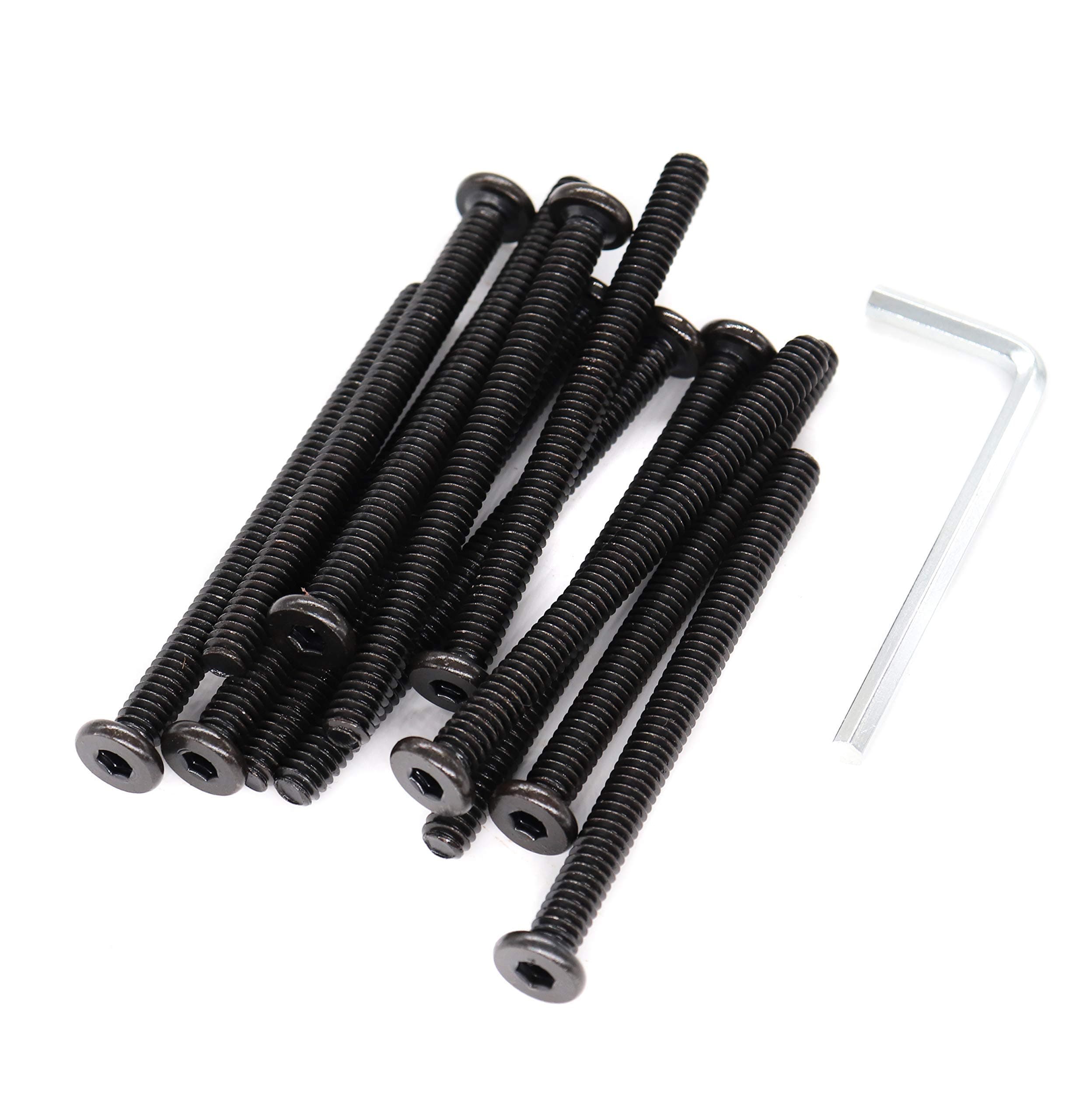 binifiMux 1/4"-20 Flat Head Socket Screws, 1/4" x 2 Inches Allen Head Bolts, 1/4 Inch by 20 50mm Black Connecting Bolts, Pack of 12