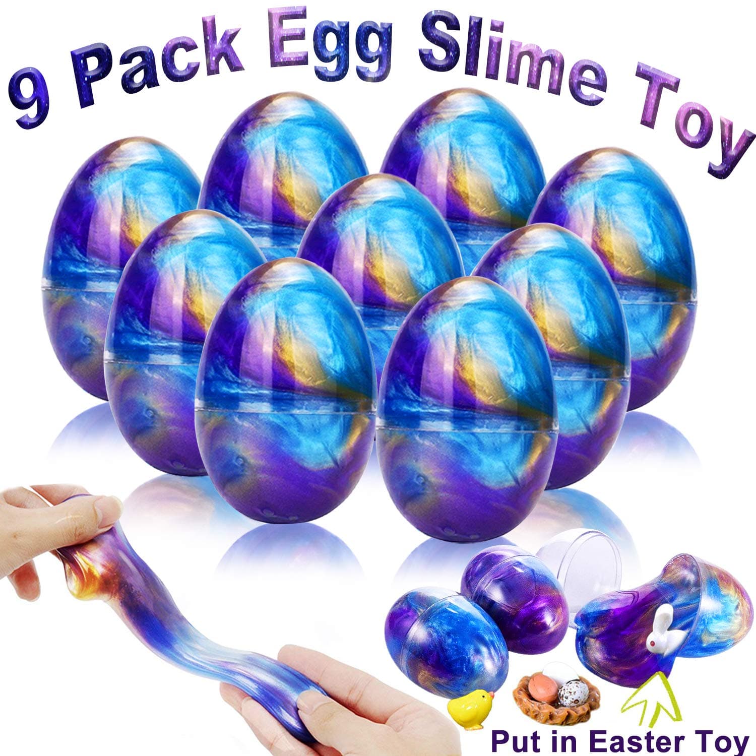 9 Packs Egg Slime Putty Toy Galaxy Soft Stretchy Egg Slime Kit for Girls Boys Magic DIY Clay Squishy Slime for Party Favor Supplies Birthday Holiday Gift No Borax and Non Toxic Scented