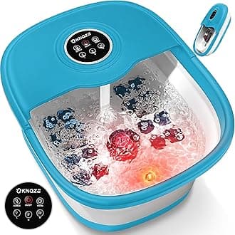KNQZE Collapsible Foot Spa with Heat, Remote Control, Temperature Control, Bubbles, Pumice Stone, Red Light, Timer, 16 Massage Roller Pedicure Foot Bath Tub Foot Soaker for Relaxation & Stress Relief
