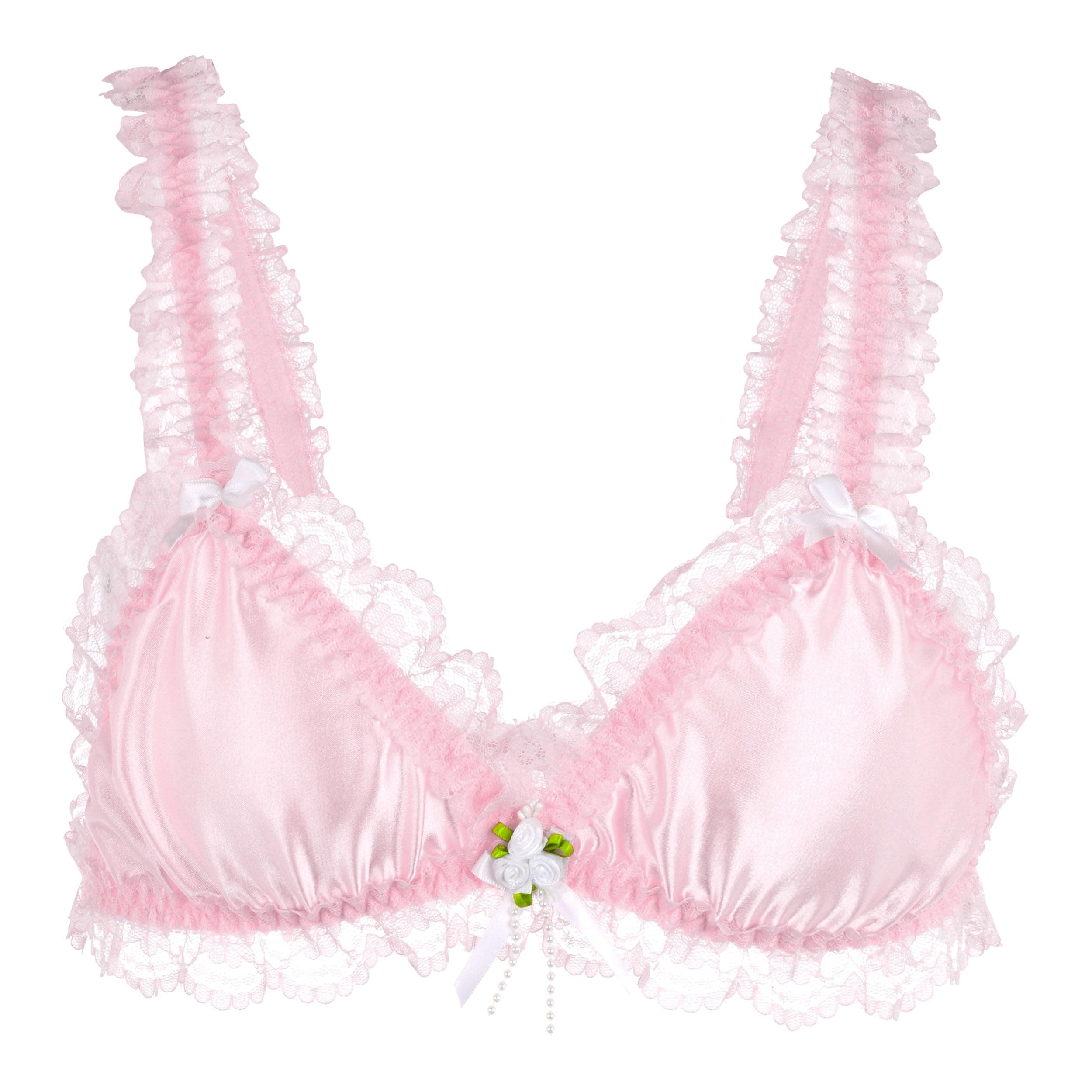 SatiniSissy Frilly Lace Fitted Satin Bralette