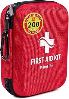 Protect Life Survival First Aid Kit for Home/Business, Camping Survival Kits | Mini Travel First Aid Kit | Camping Equipment | Small Kits for Car | Outdoor Emergency Survivals Pack - 200pcs