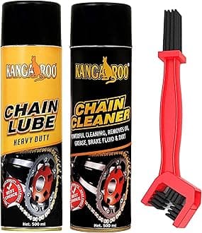 Chain Lubricant Spray & Chain Cleaner Kit (500ml Each) + Cleaning Brush | Bike, Motorcycle, Bicycle Maintenance Kit | Anti-Rust, Dirt Removal & Smooth Ride Solution | All-Weather Protection