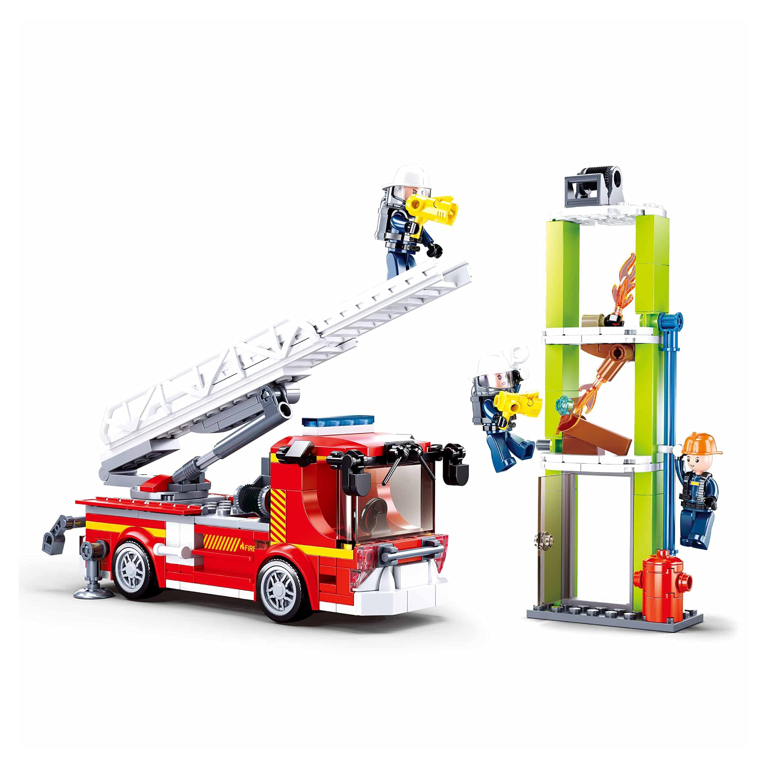 Sluban Fire Engine (Large) Building Blocks Kit for Kids - Creative Construction Set with 343 Pieces Educational STEM Toy, BIS Certified Building Kit and Gifts for 6+ Year Old Boy or Girl