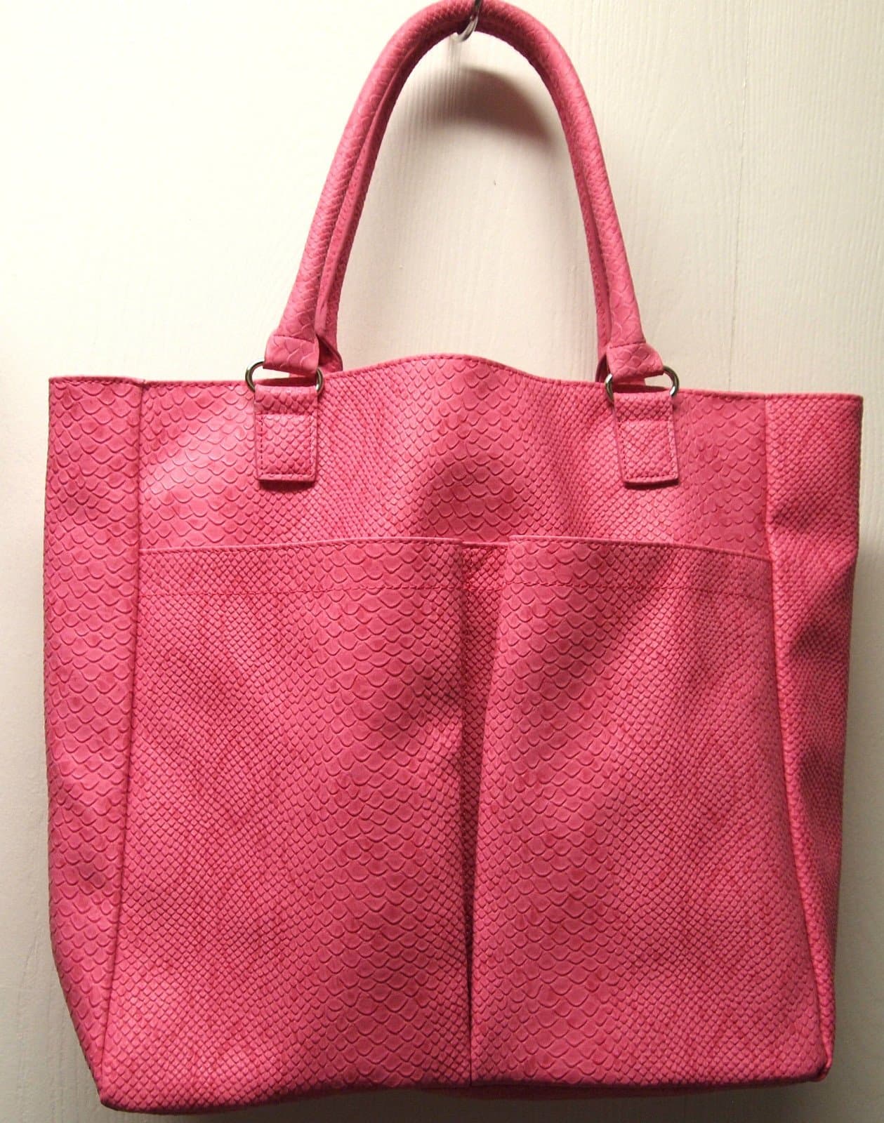 Neiman Marcus Faux Snake Python Crocodile LARGE Tote PINK