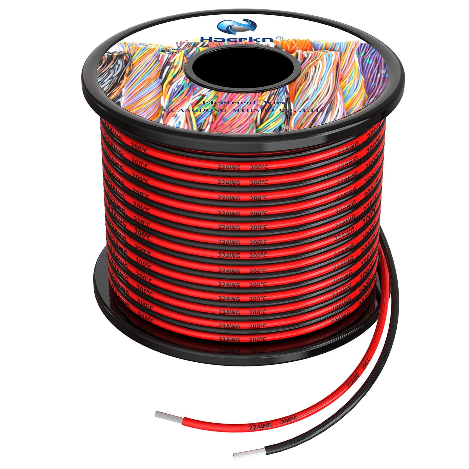 22awg Silicone Electrical Wire Cable 200ft [Black 100ft Red 100ft] 22 Gauge Separete Wire Hook Up Oxygen Free Stranded Tinned Copper Wire High Temperature Resistance Spool