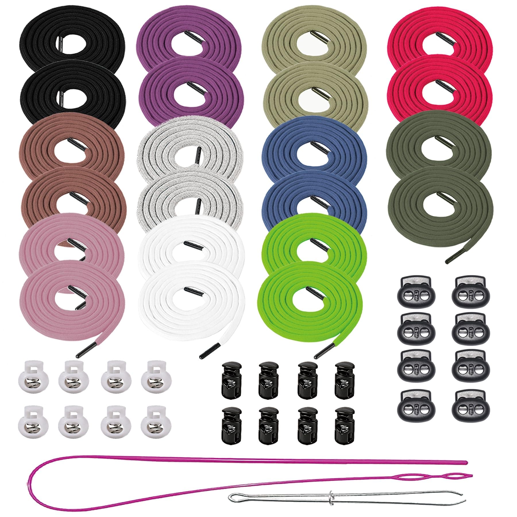 22 Pcs Drawstring Cord Trim Replacement Hoodie String Cording with Metal Tip 24Pcs Cord Locks Stopper Toggle, 2Pcs Threader Tool for Sweatpants Clothings Pants Jackets Coats Hoodie Clothing