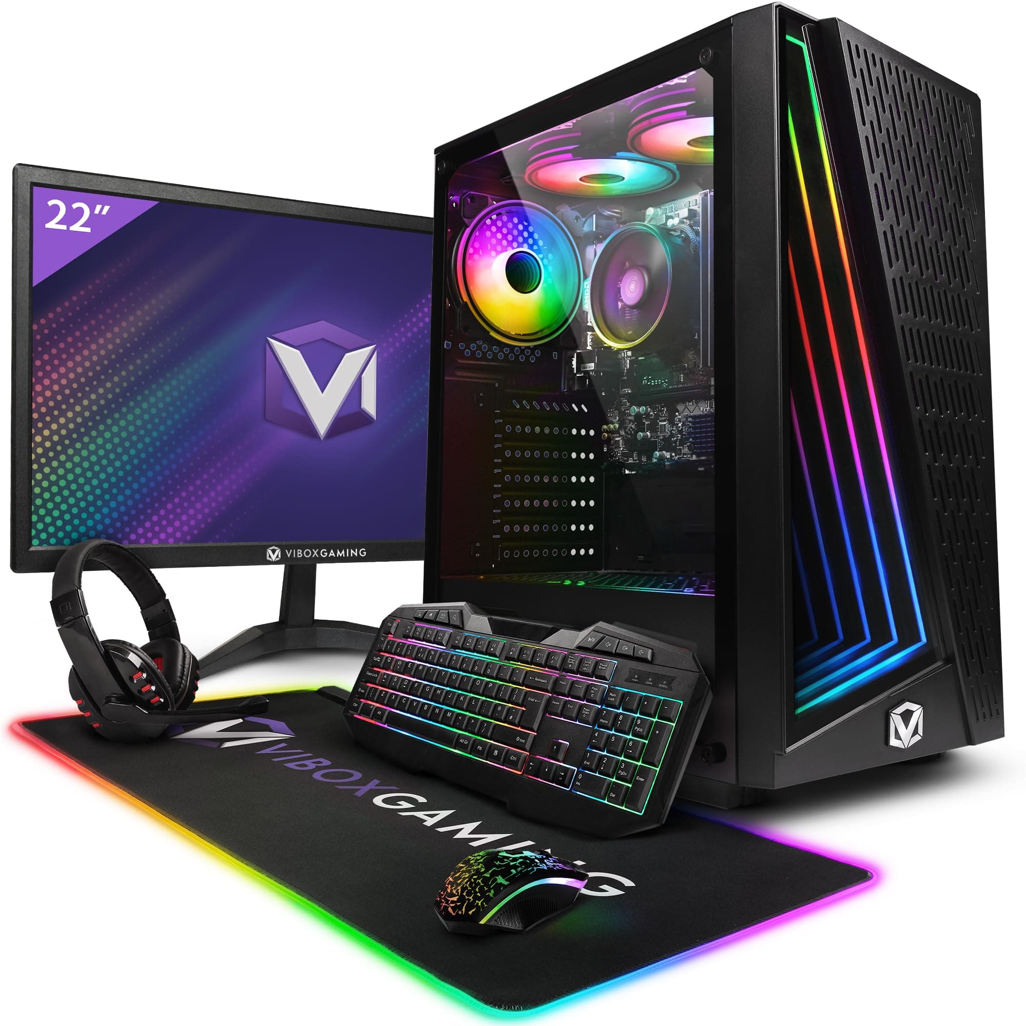 Vibox I-8 Gaming PC Bundle • AMD Ryzen 3 3200G 4.0GHz • Radeon Vega 8 • 16GB RAM • 500GB SSD • Windows 11 • 22" Monitor • WiFi