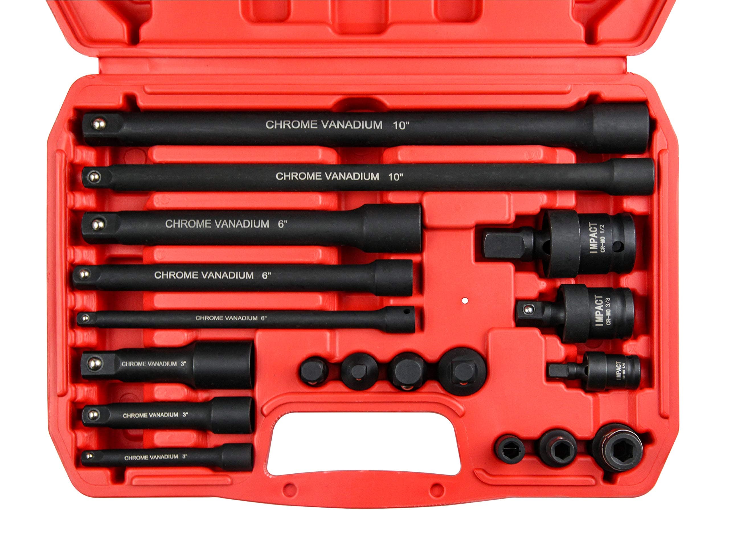 SEKETMAN 18-Piece Drive Tool Accessory Set,Includes Socket Adapters, Socket Extension bar and Swivle Universal Joints and Impact Coupler, Professional 1/4,3/8&1/2 Socket Accessories