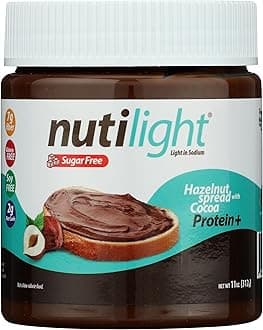 Nutilight Sugar Free Protein + Hazelnut Spread with Cocoa, Keto and Diabetic friendly, Non-GMO, Gluten and Soy Free, 11 Ounces (Pack of 1)